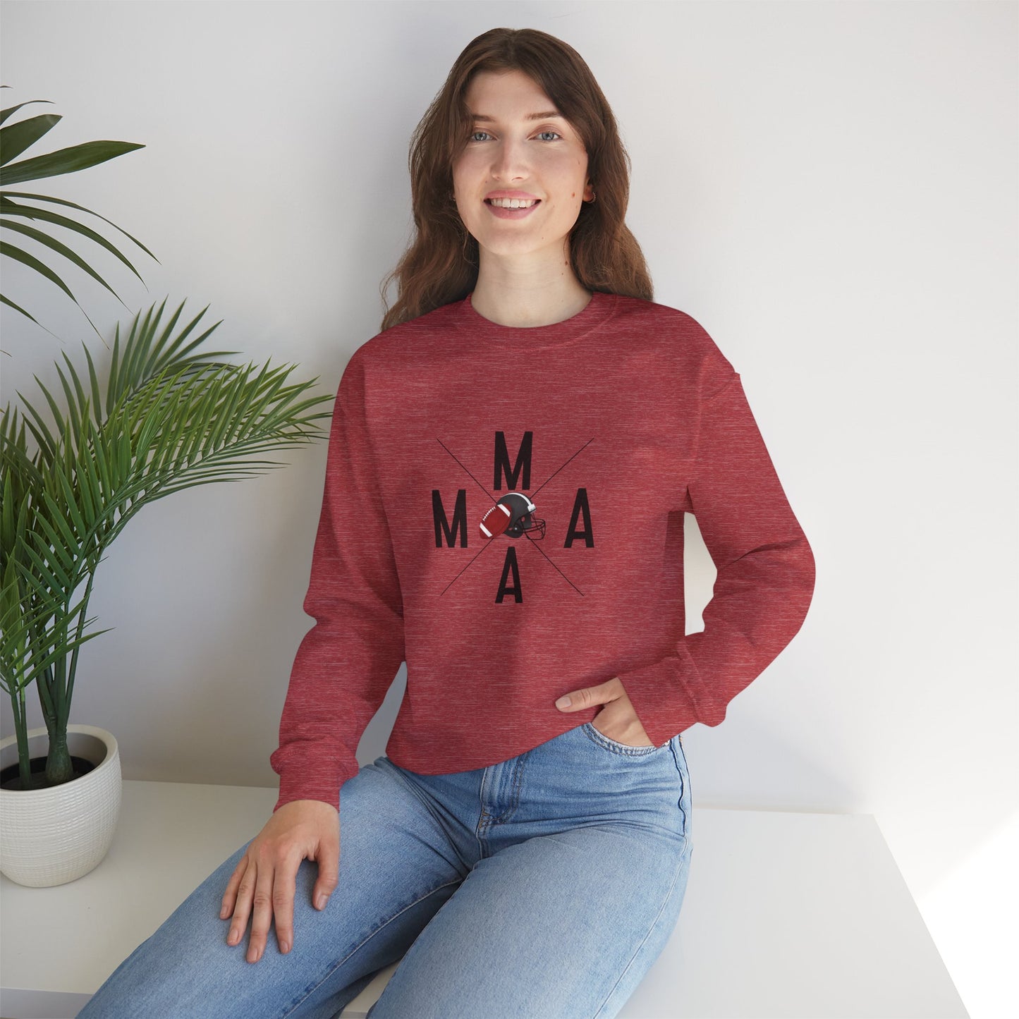 Stylish MAMA Crewneck Sweatshirt, Unisex Sweatshirt, Casual Wear, Football Season, Gift for Moms, Sports Sweatshirt, Fitness Clothing
