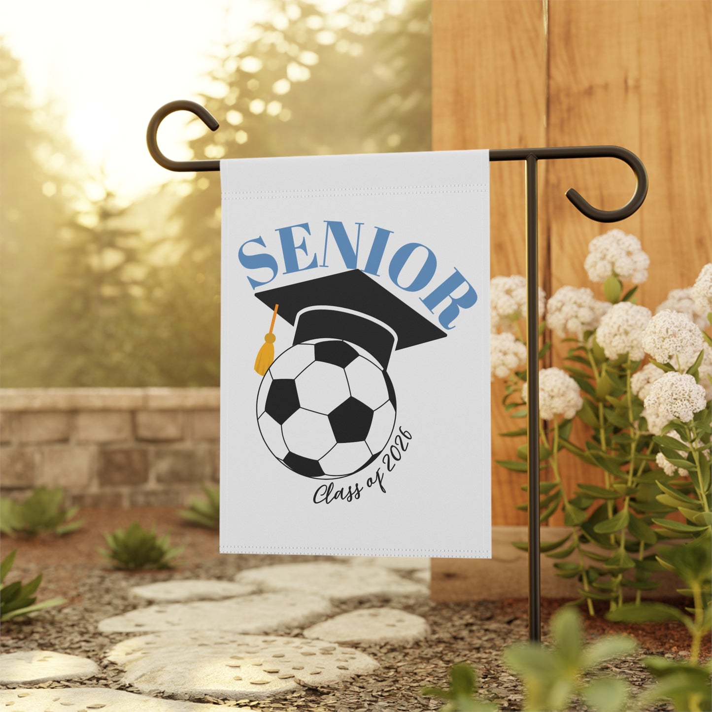 Graduation Banner, Soccer Senior Decorative Flag, Class of 2028 Celebration Decor, Outdoor Graduation Party Sign, Sports-Themed Banner