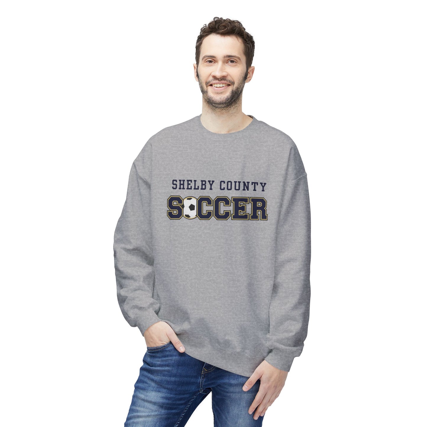Shelby County Soccer Crewneck Sweatshirt, Unisex Fleece Pullover, Sports Apparel, Gift for Soccer Fans, Casual Wear, Team Spirit