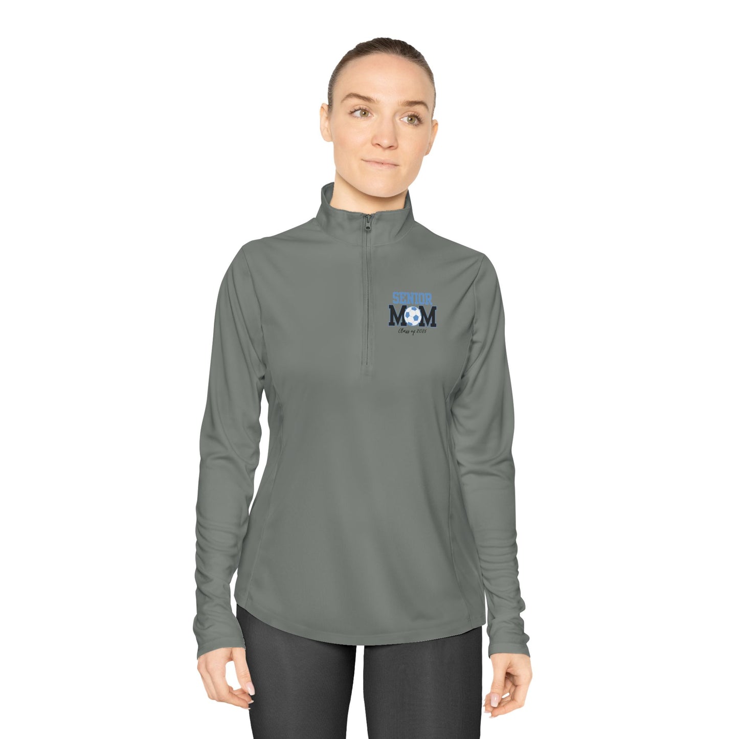 Senior Mom Ladies Quarter-Zip Pullover - Team Spirit, Soccer Senior Year, Everyday Wear