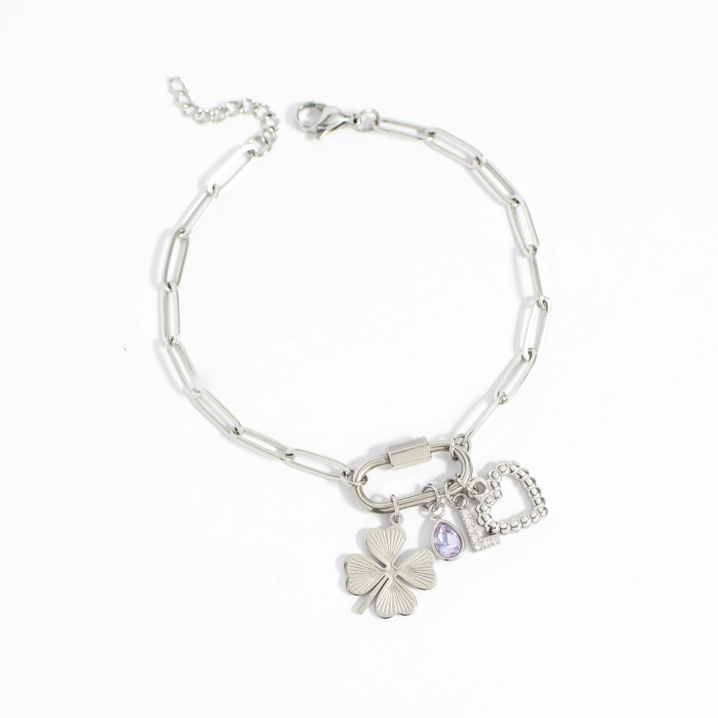 Paperclip Carabiner Charm Bracelet