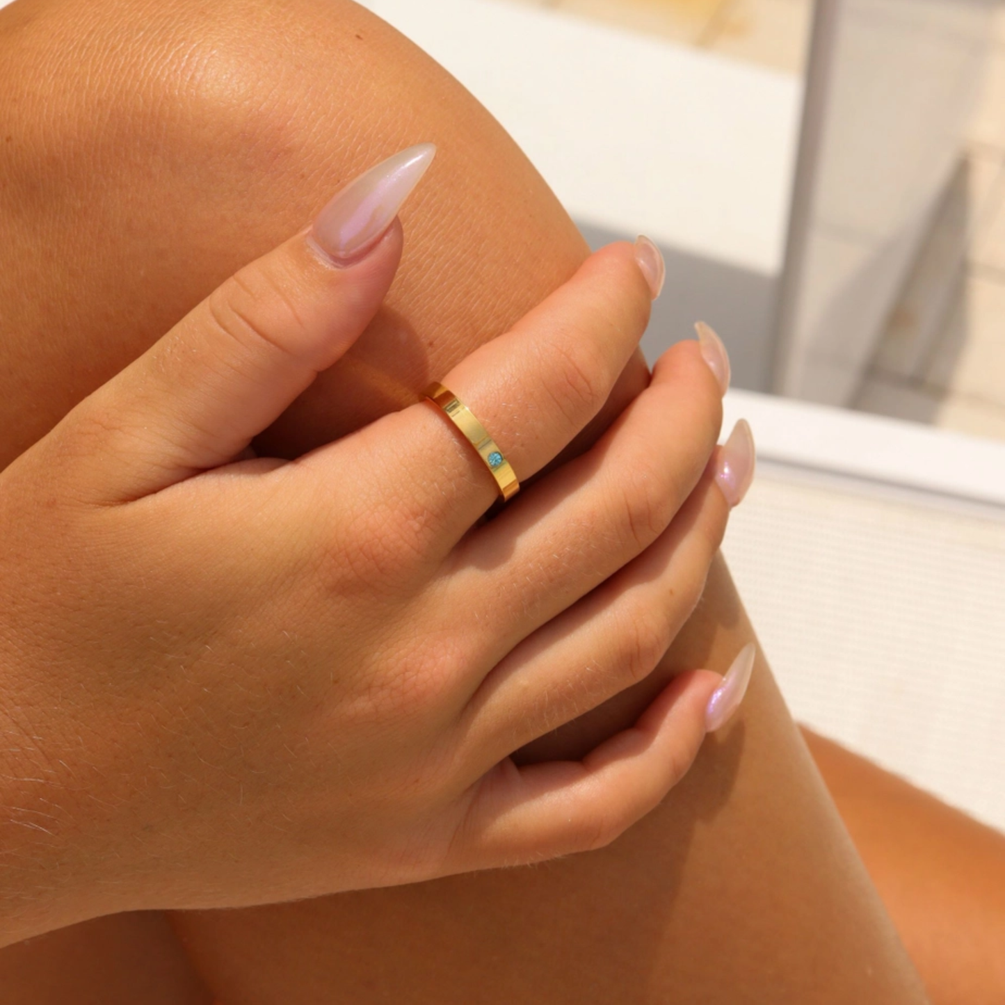 Gold Engravable Blank Birthstone Stacking Rings