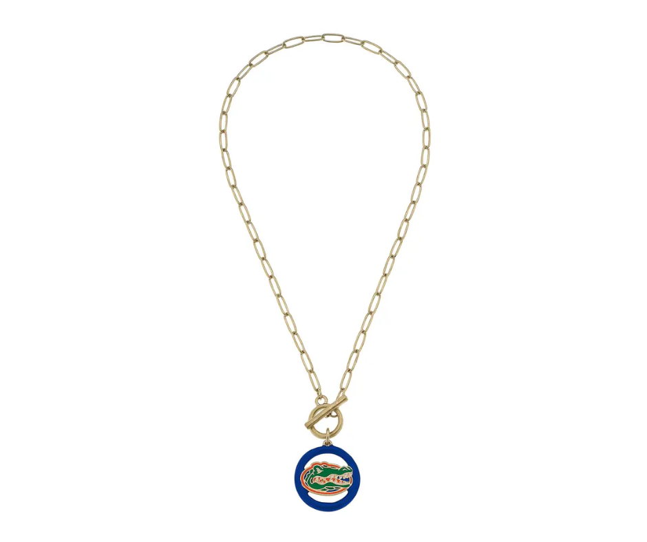 Florida Gators Logo Enamel T-Bar Necklace
