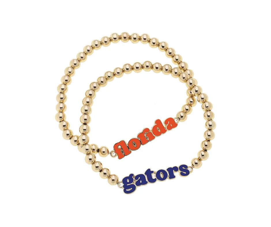 Florida Gators Slogan Ball Bead Bracelet Set of 2
