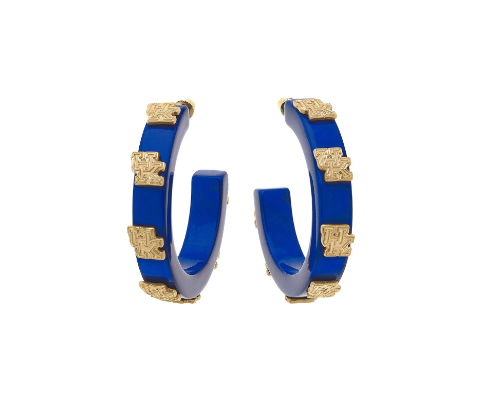 Kentucky Wildcats Resin Logo Hoop Earrings in Blue