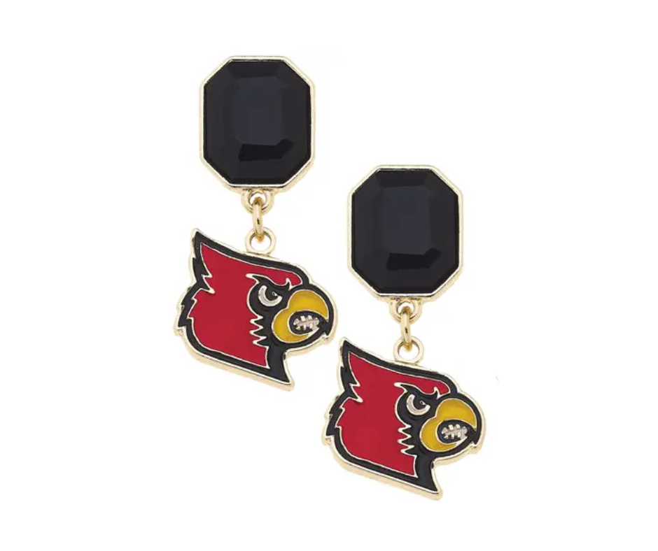 Louisville Cardinals Logo Circle Stud Earrings