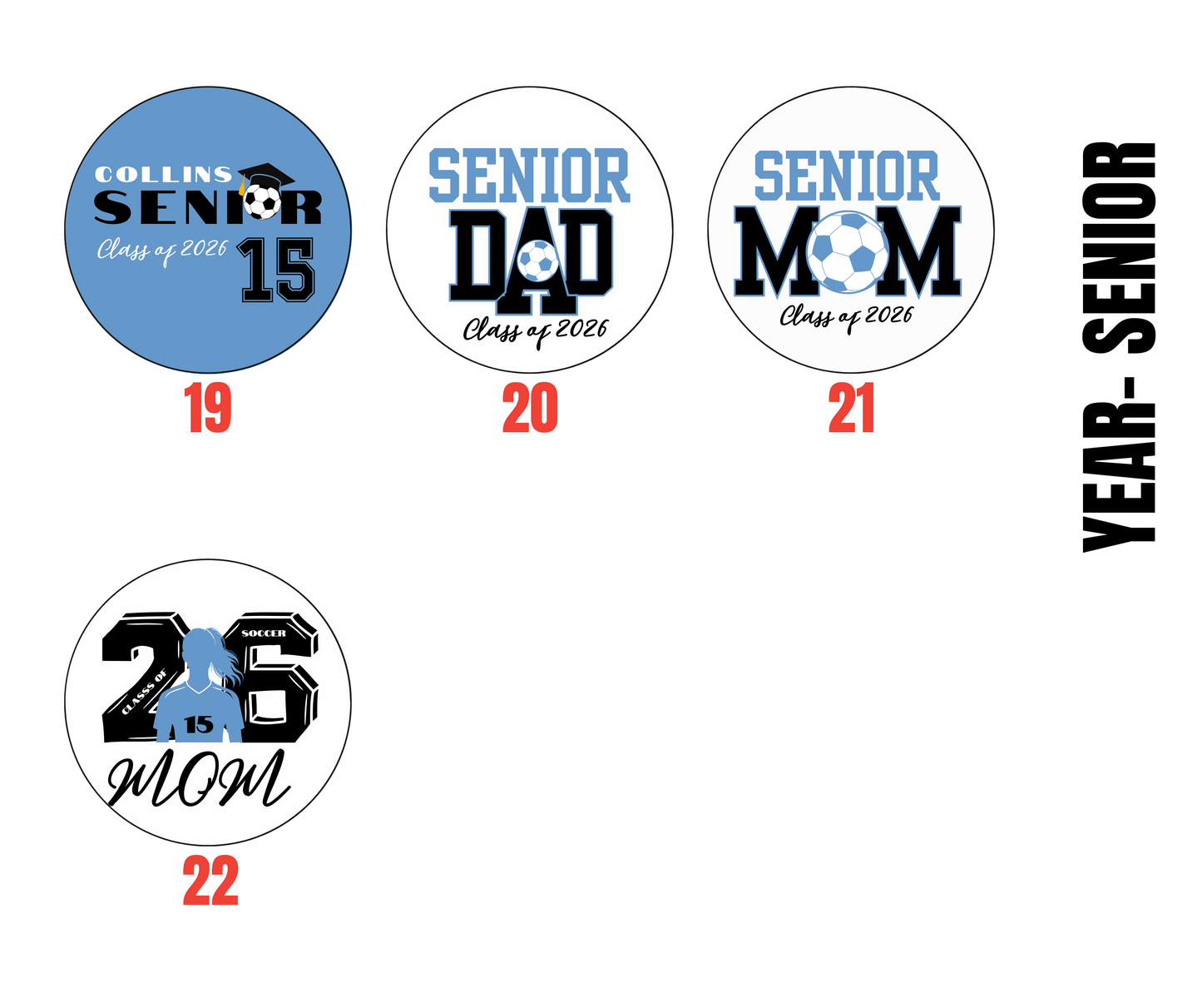 Personalized Game Day Button Pins- Collins High School Seniors