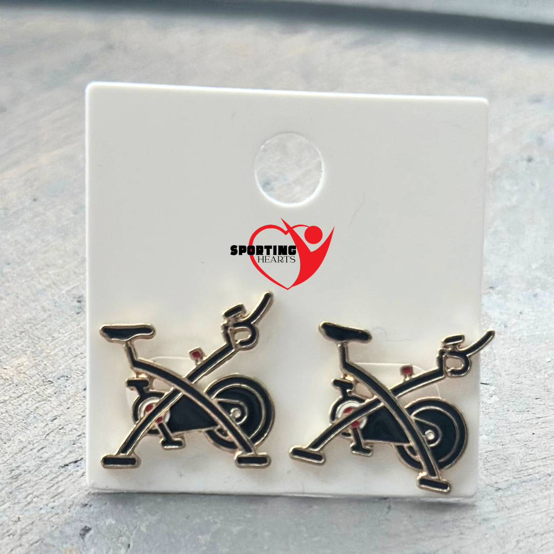 Spin Bike Enamel Stud Earrings