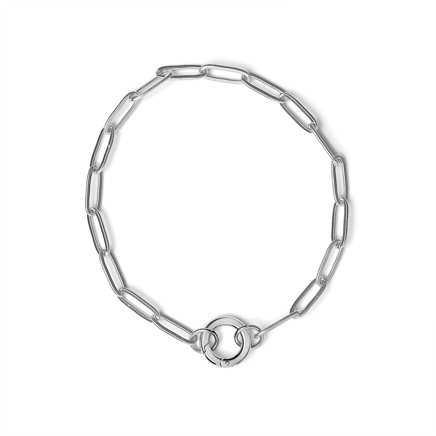 Paperclip Round Carabiner Charm Holder Bracelet