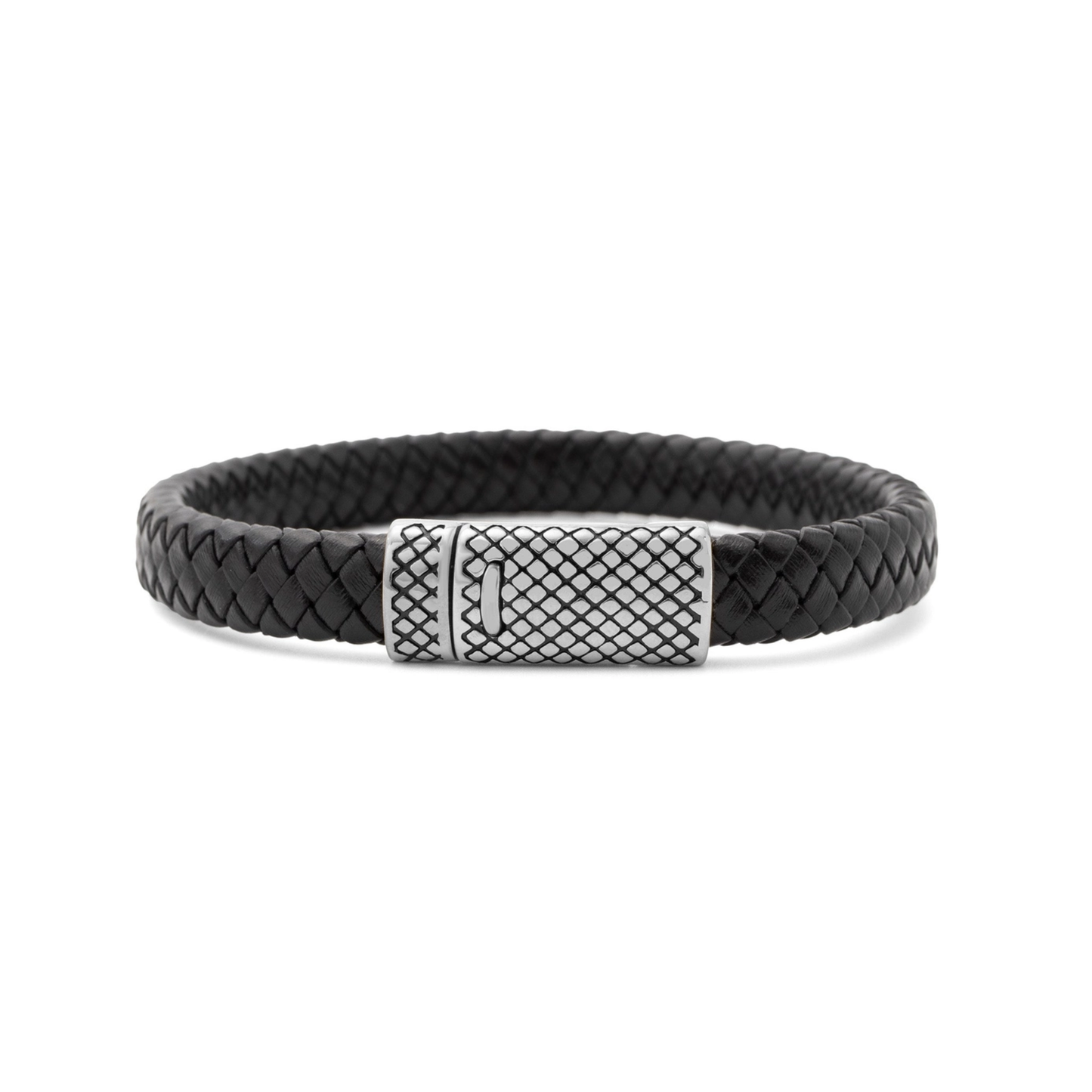 18K Gold Stainless Steel Leather Metal Clasp Mens Bracelet