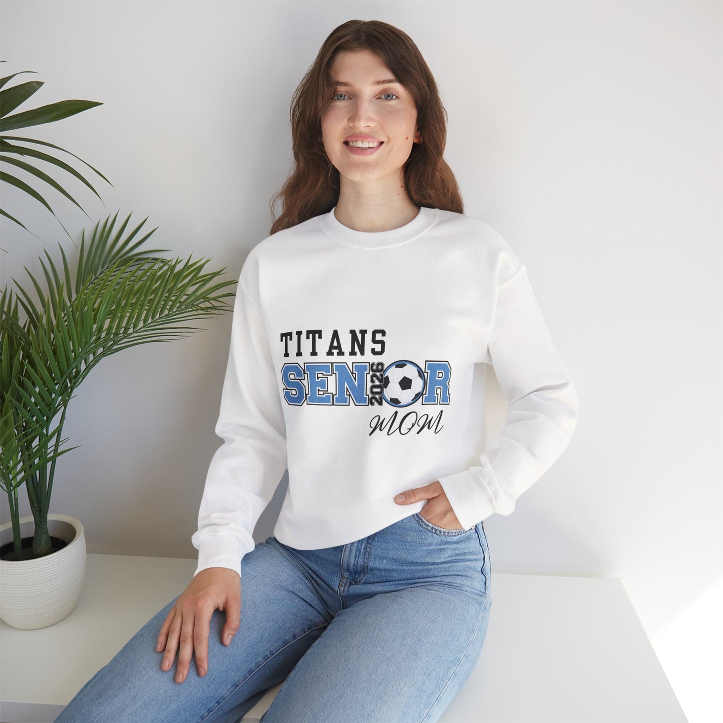 Titan Soccer Senior Mom Sweatshirt | Cozy Team Spirit Wear, Gift for Sports Moms, Comfortable Crewneck, Perfect for Game Days