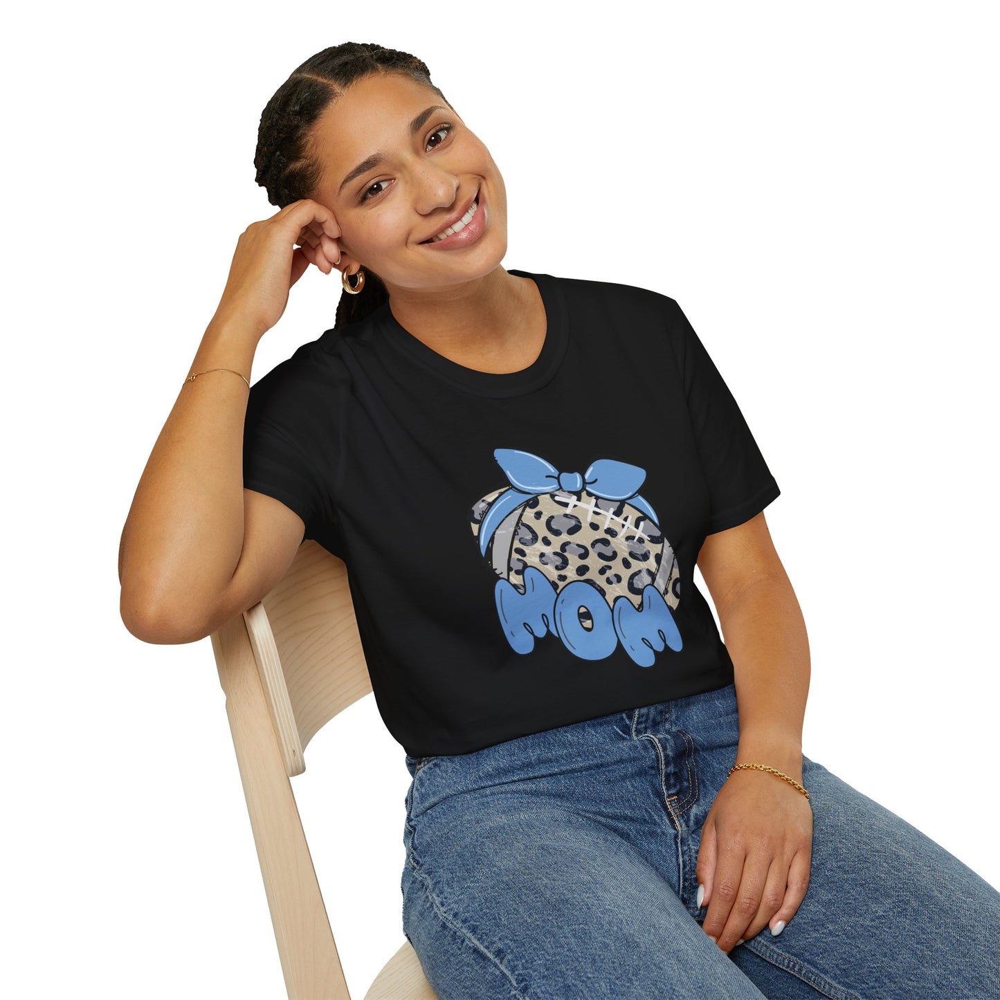 Football Mom Leopard Print T-Shirt, Gifts for Moms, Trendy Graphic Tee, Football Fan, Cute Casual Wear