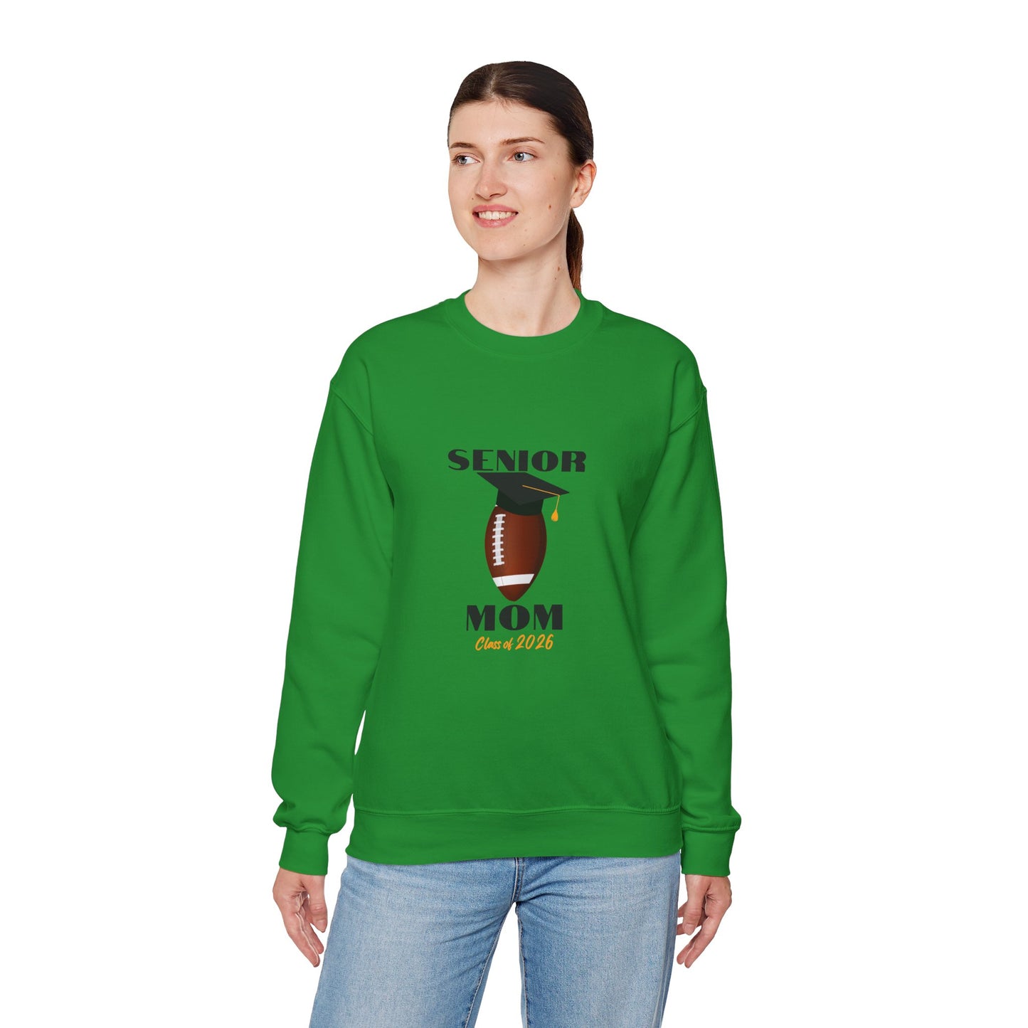 Senior Football Mom Crewneck Sweatshirt - Celebrate Graduation, Perfect Gift for Sports Moms, Comfortable Casual Wear, Unisex Sweater