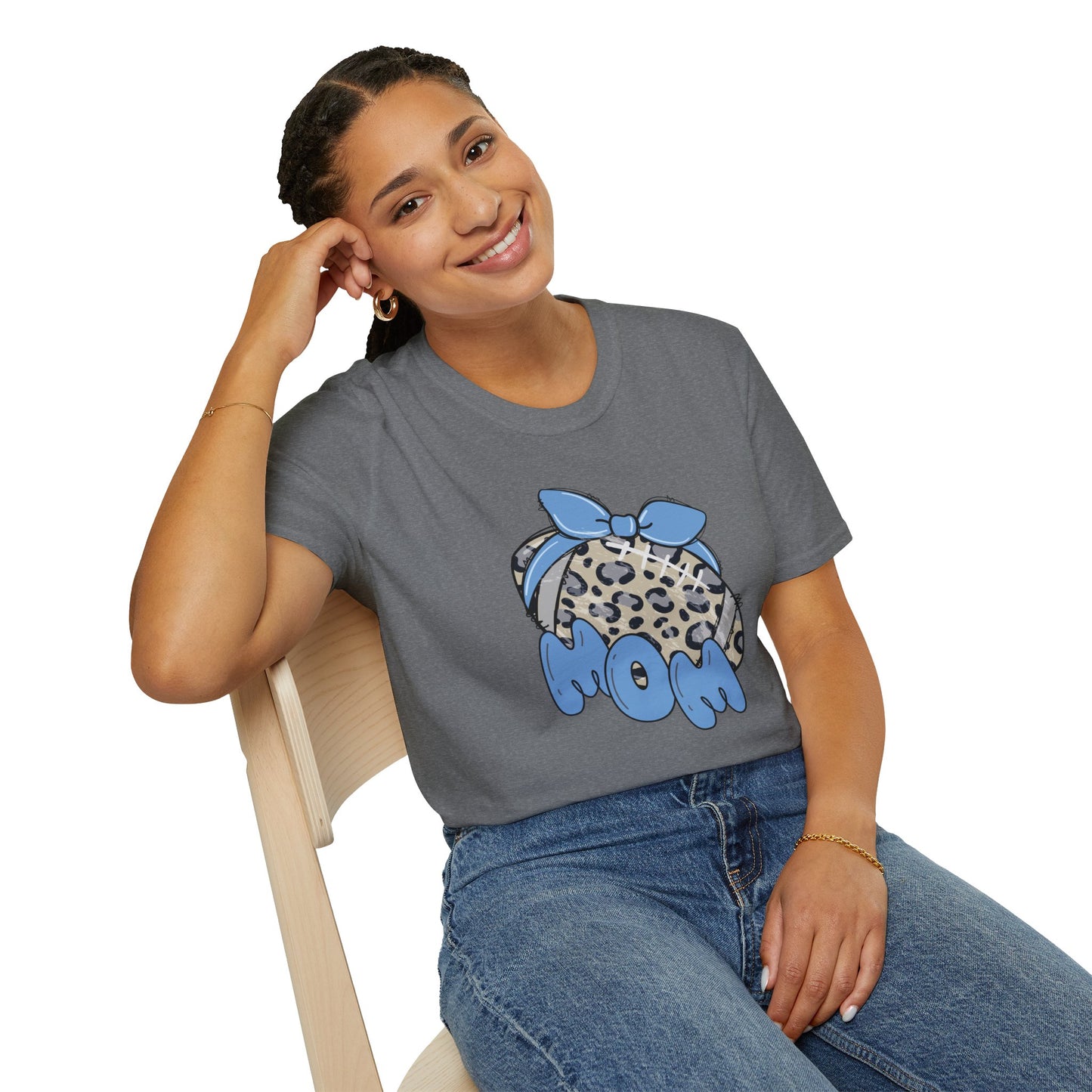 Football Mom Leopard Print T-Shirt, Gifts for Moms, Trendy Graphic Tee, Football Fan, Cute Casual Wear