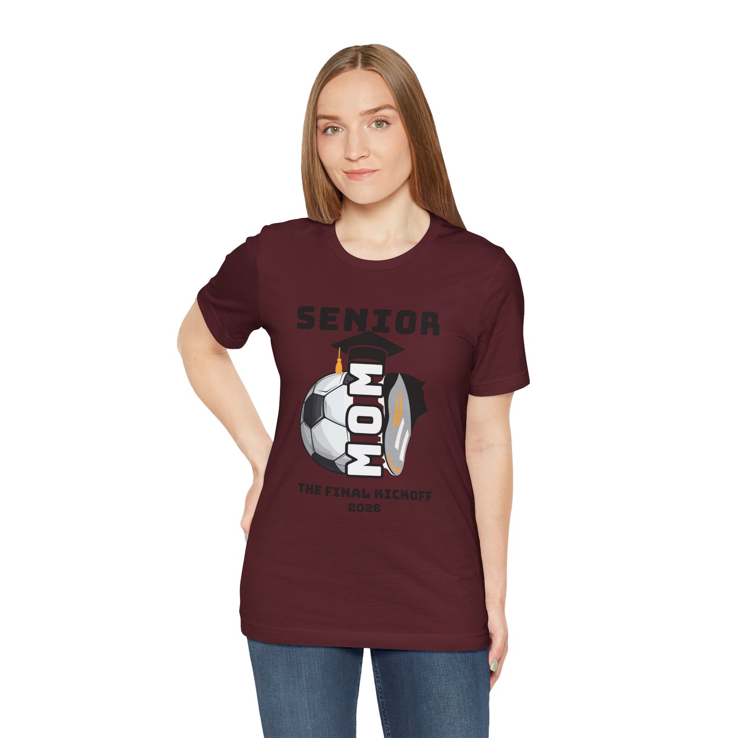 The Final Kickoff, Senior Mom Soccer Tee - Unisex Jersey Short Sleeve, End of Season