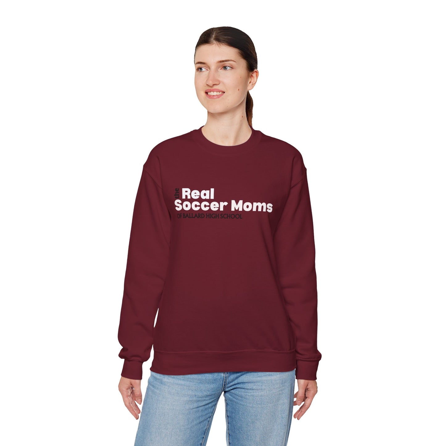 Real Soccer Moms of Ballard High School, Crewneck Sweatshirt, Perfect Gift for Sports Moms, Casual Wear for Game Days, School Spirit