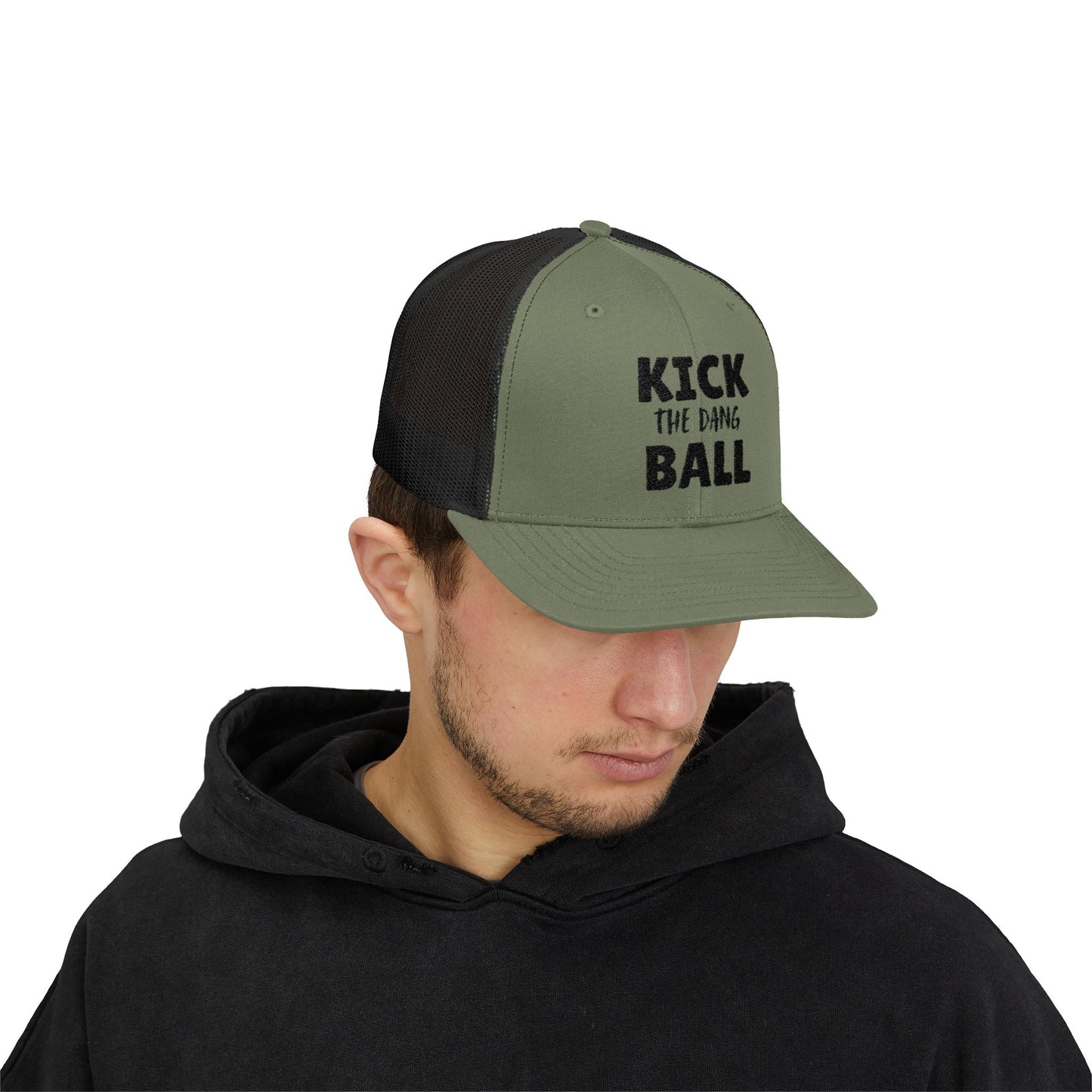 Kick the Dang Ball Snapback Trucker Cap, Sports Cap, Casual Cap, Gift for Athletes, Fun Hat for Outdoor Events