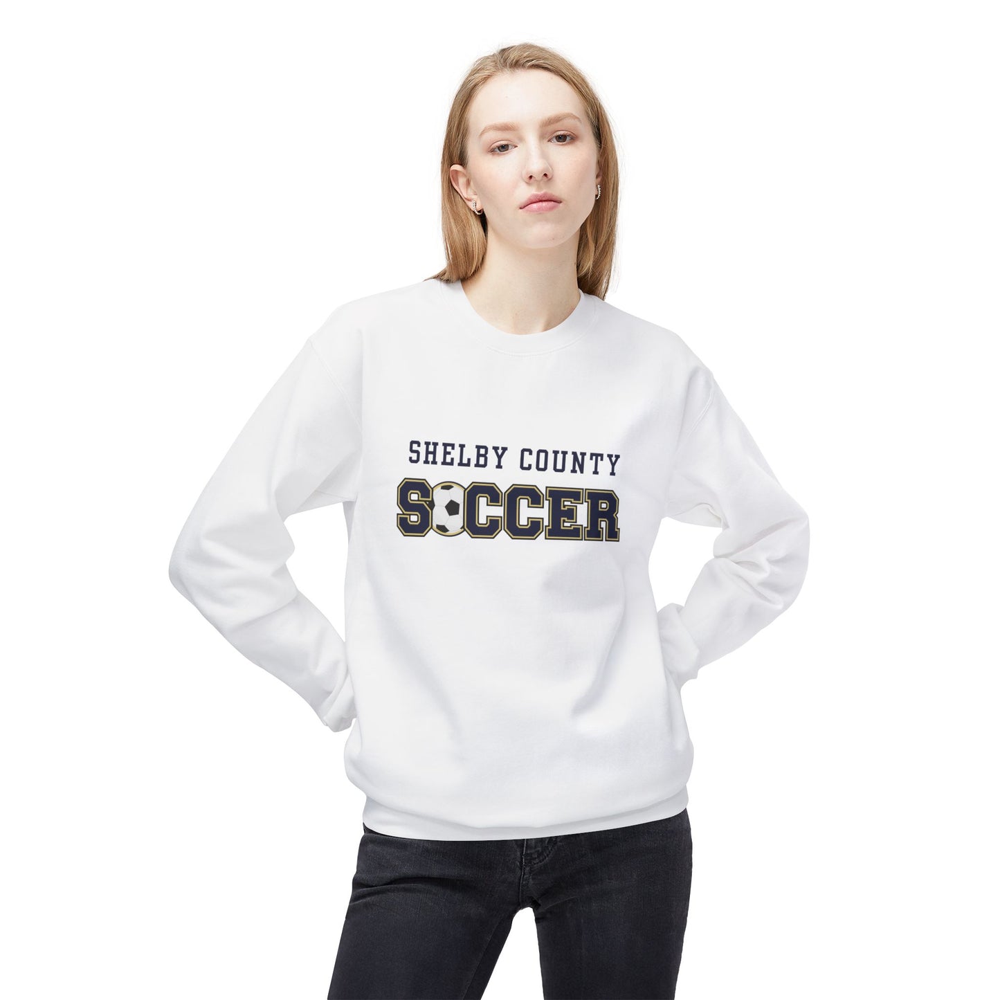 Shelby County Soccer Crewneck Sweatshirt, Unisex Fleece Pullover, Sports Apparel, Gift for Soccer Fans, Casual Wear, Team Spirit