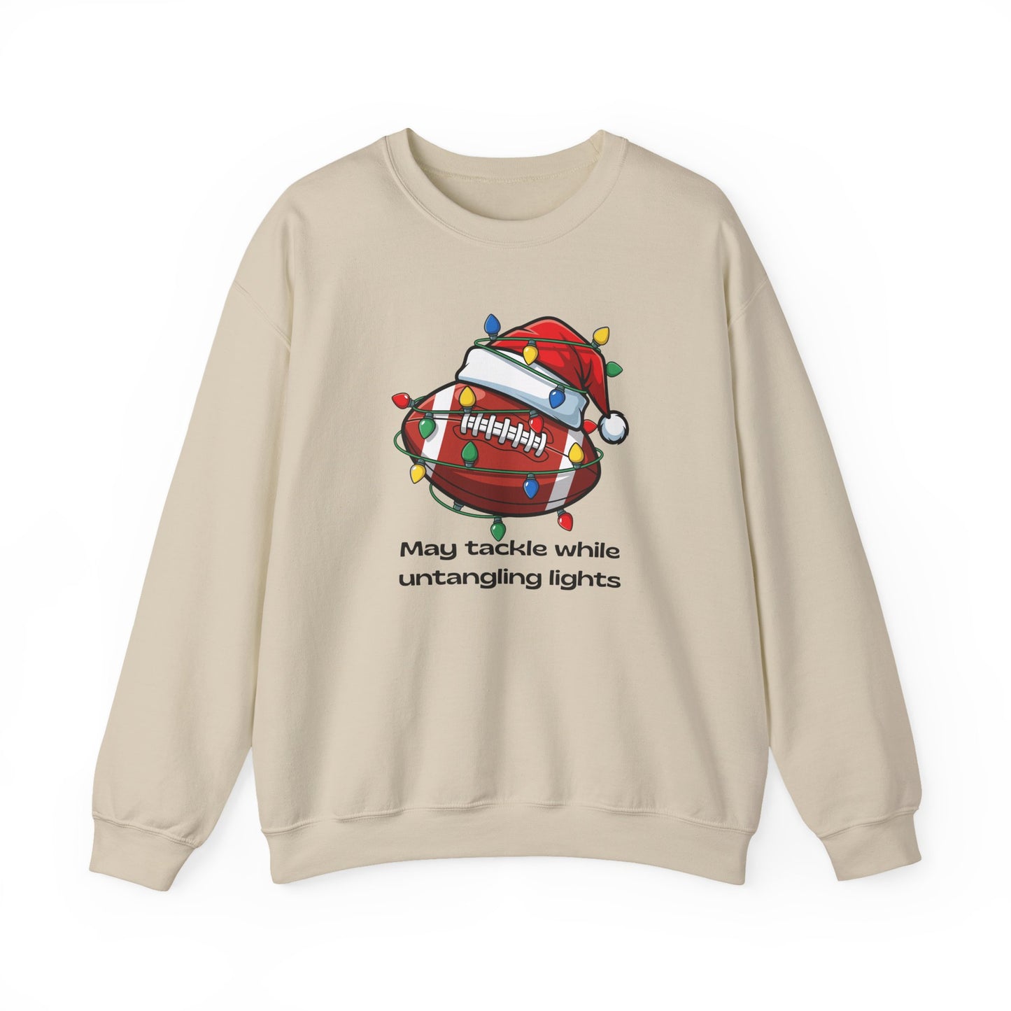 May Tackle While Untangling Lights Holiday Crewneck, Football