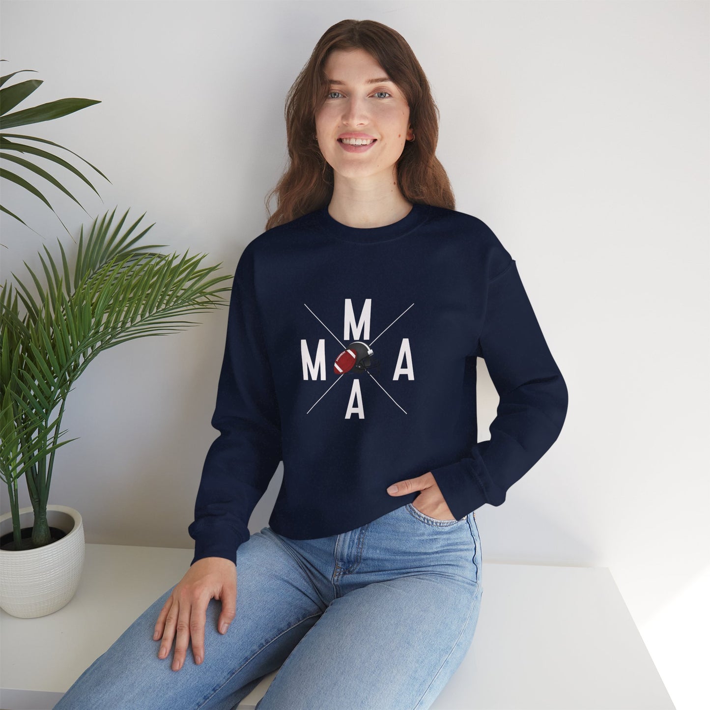 Stylish MAMA Crewneck Sweatshirt, Unisex Sweatshirt, Casual Wear, Football Season, Gift for Moms, Sports Sweatshirt, Fitness Clothing