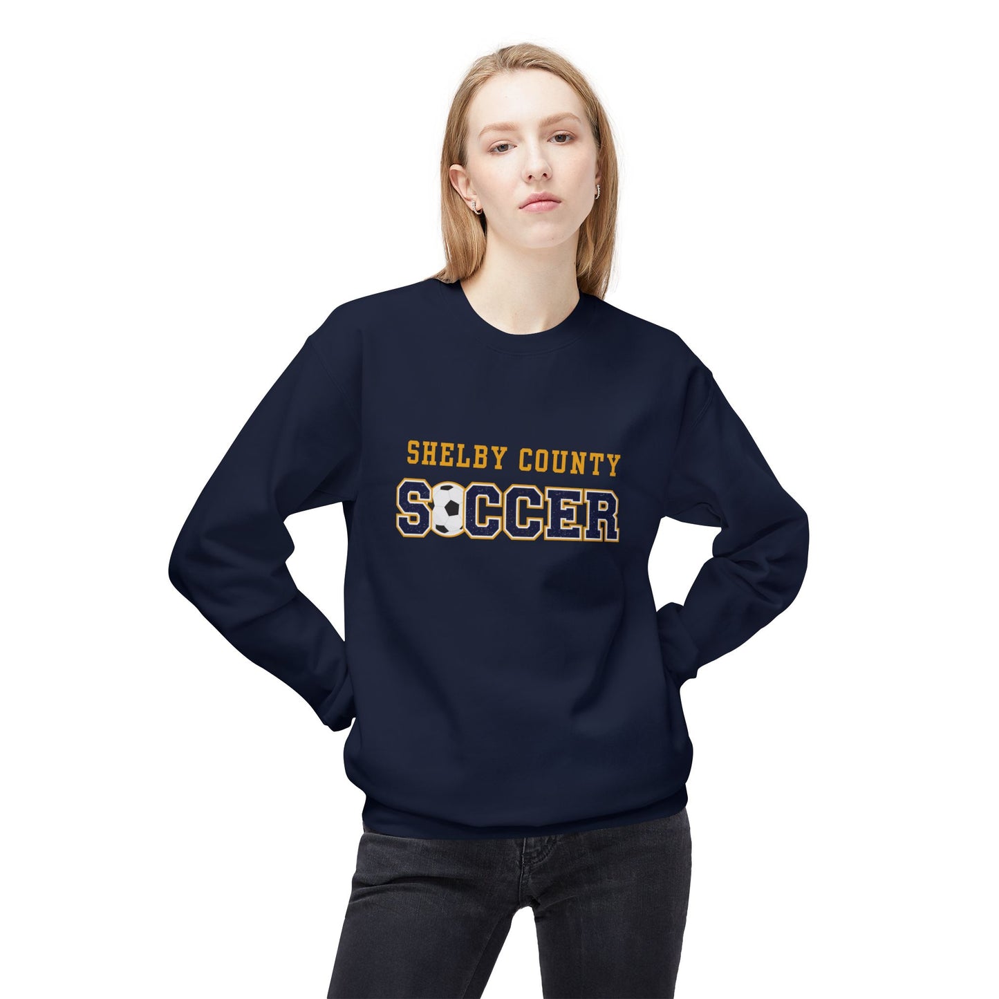 Shelby County Soccer Crewneck Sweatshirt, Unisex Fleece Pullover, Sports Apparel, Gift for Soccer Fans, Casual Wear, Team Spirit