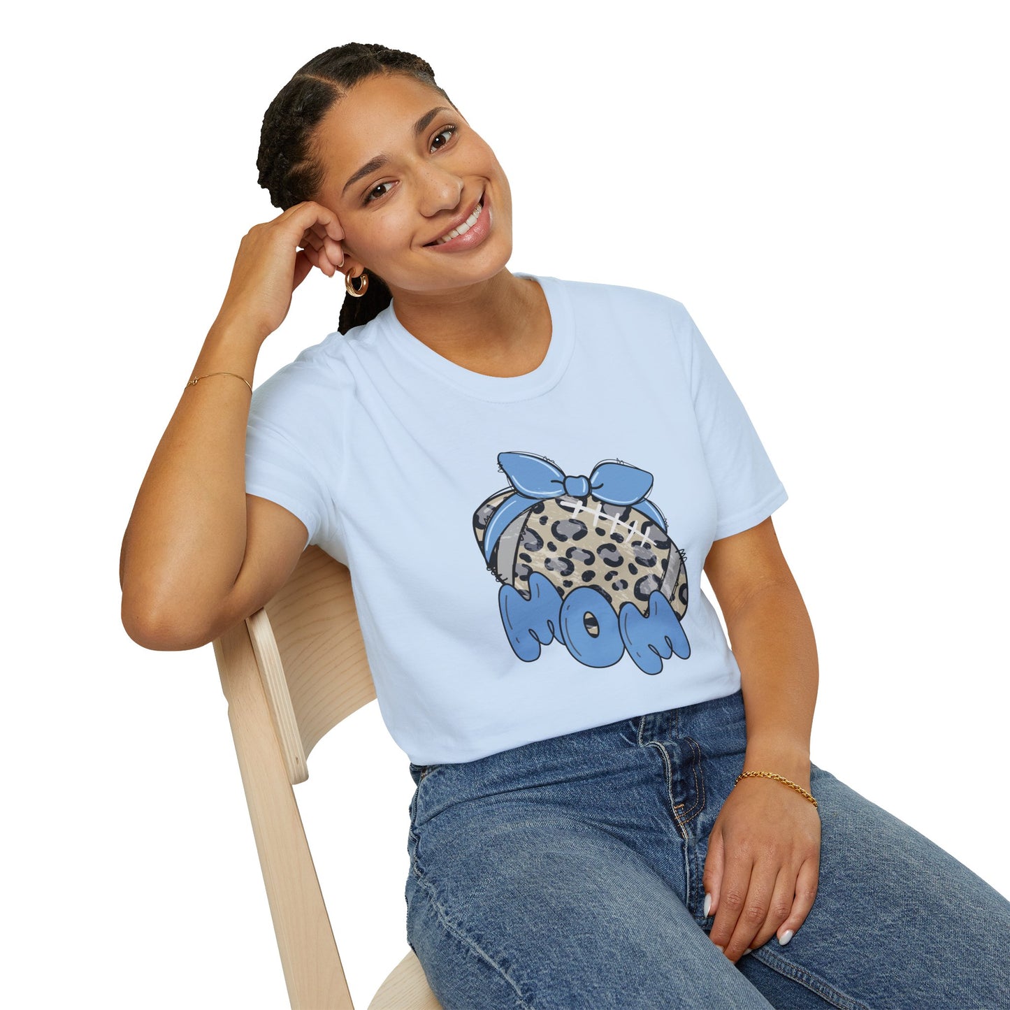 Football Mom Leopard Print T-Shirt, Gifts for Moms, Trendy Graphic Tee, Football Fan, Cute Casual Wear