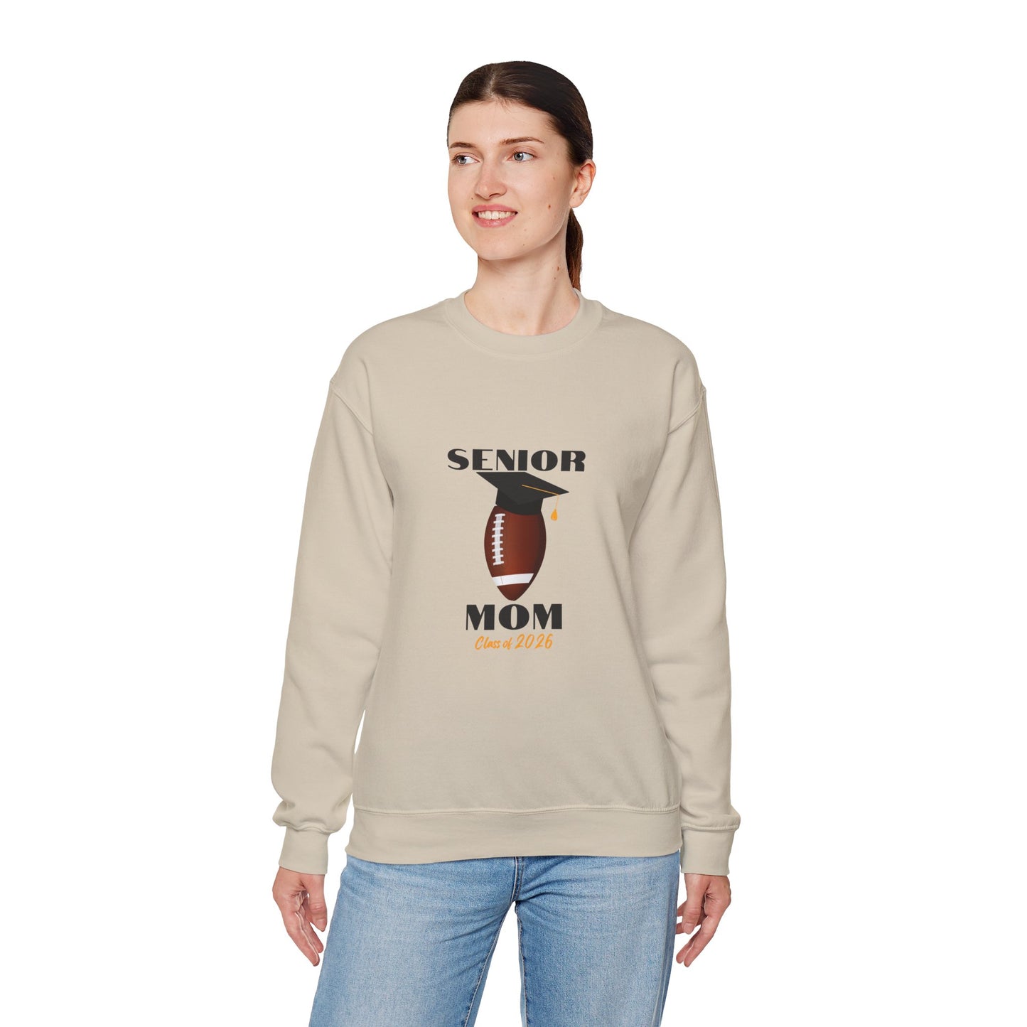 Senior Football Mom Crewneck Sweatshirt - Celebrate Graduation, Perfect Gift for Sports Moms, Comfortable Casual Wear, Unisex Sweater