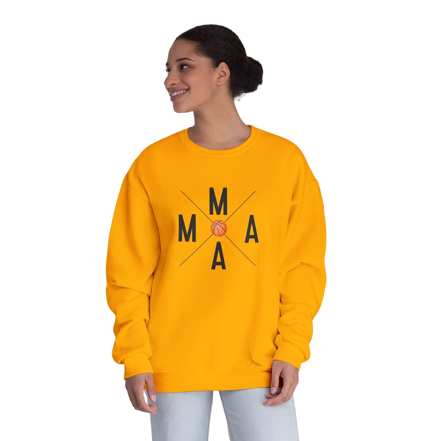 MAMA Crossed Letters with Basketball Crewneck Sweatshirt
