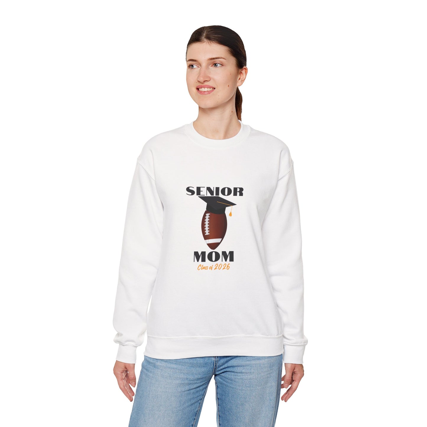 Senior Football Mom Crewneck Sweatshirt - Celebrate Graduation, Perfect Gift for Sports Moms, Comfortable Casual Wear, Unisex Sweater