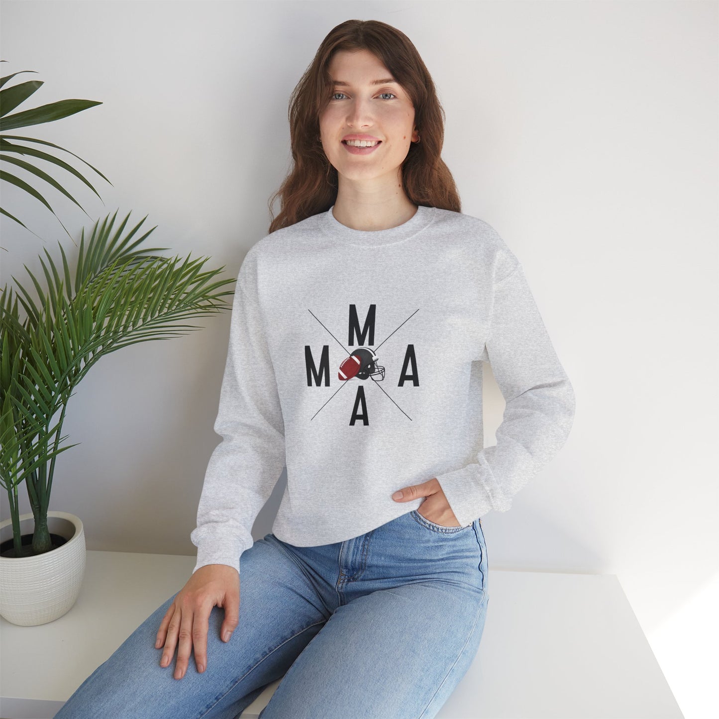 Stylish MAMA Crewneck Sweatshirt, Unisex Sweatshirt, Casual Wear, Football Season, Gift for Moms, Sports Sweatshirt, Fitness Clothing