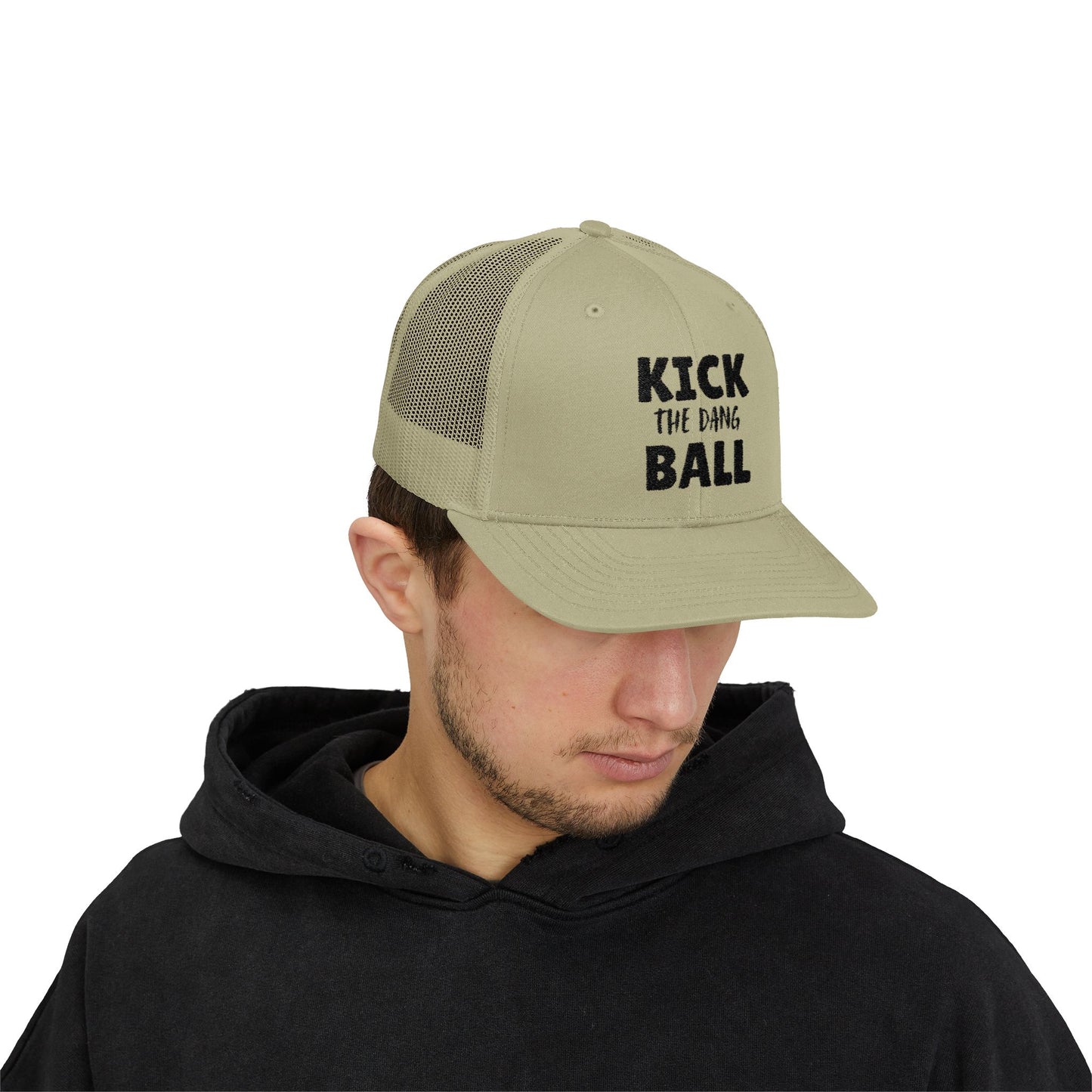 Kick the Dang Ball Snapback Trucker Cap, Sports Cap, Casual Cap, Gift for Athletes, Fun Hat for Outdoor Events