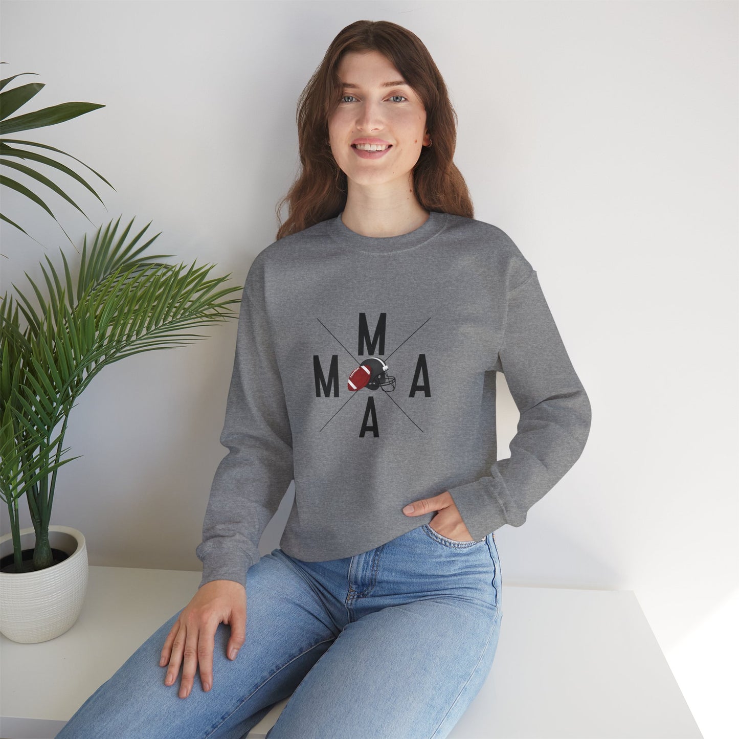 Stylish MAMA Crewneck Sweatshirt, Unisex Sweatshirt, Casual Wear, Football Season, Gift for Moms, Sports Sweatshirt, Fitness Clothing