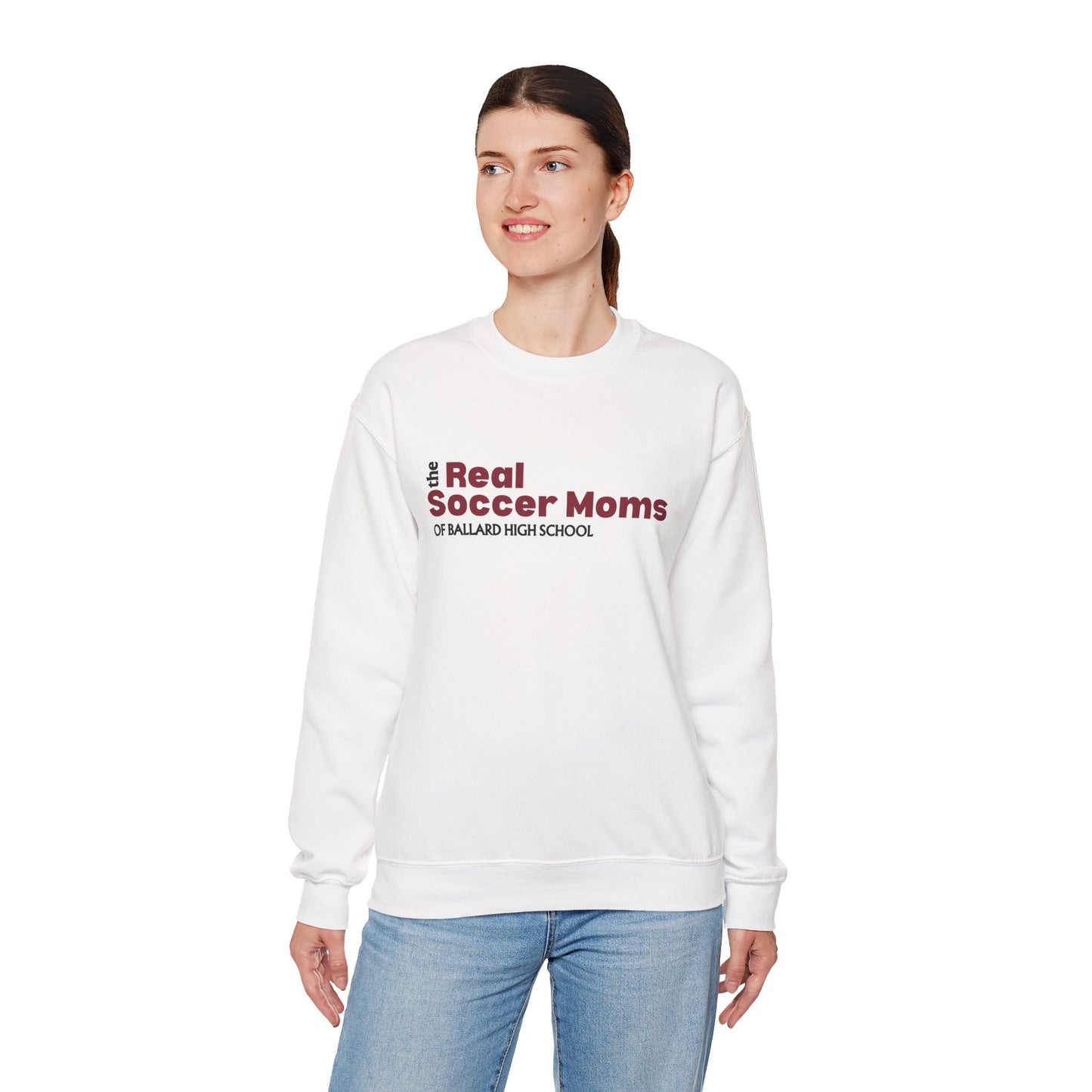 Real Soccer Moms of Ballard High School, Crewneck Sweatshirt, Perfect Gift for Sports Moms, Casual Wear for Game Days, School Spirit