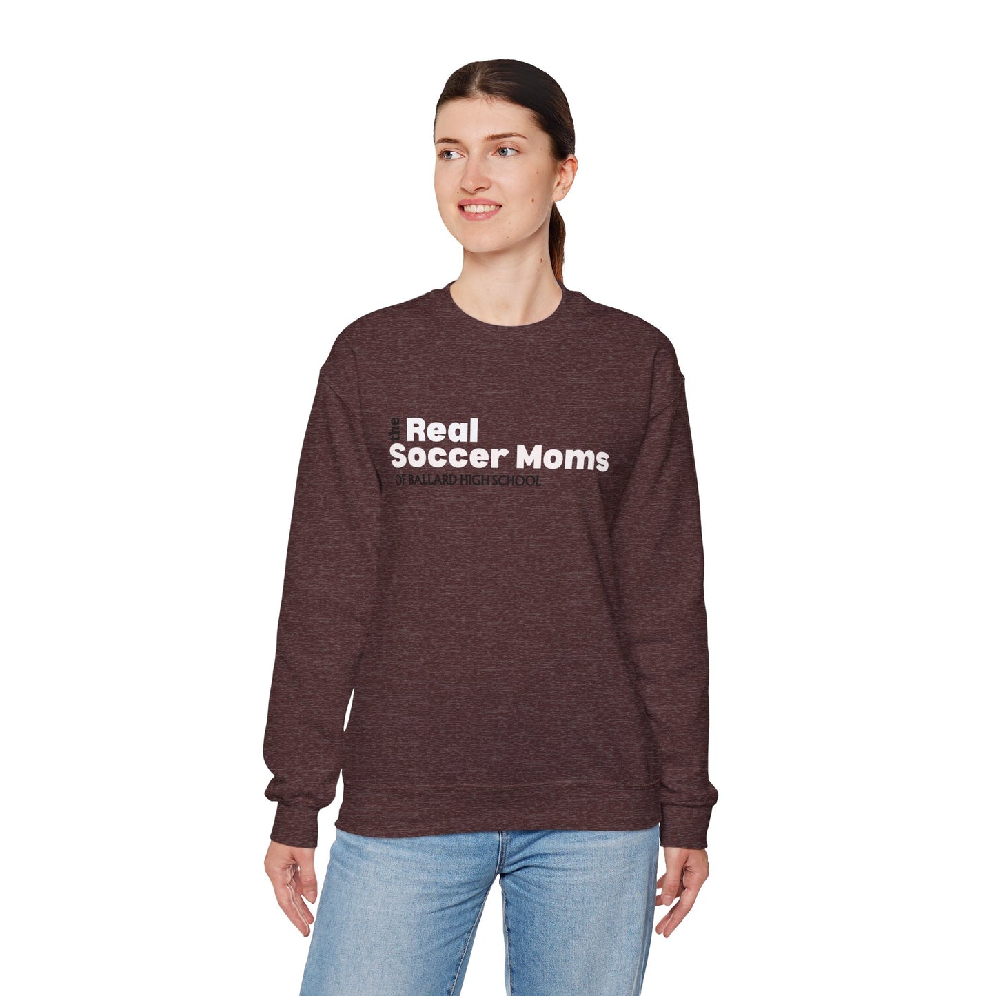 Real Soccer Moms of Ballard High School, Crewneck Sweatshirt, Perfect Gift for Sports Moms, Casual Wear for Game Days, School Spirit