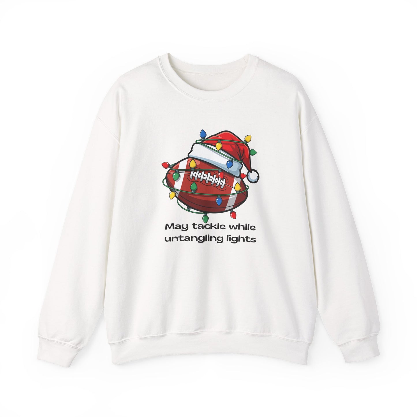 May Tackle While Untangling Lights Holiday Crewneck, Football