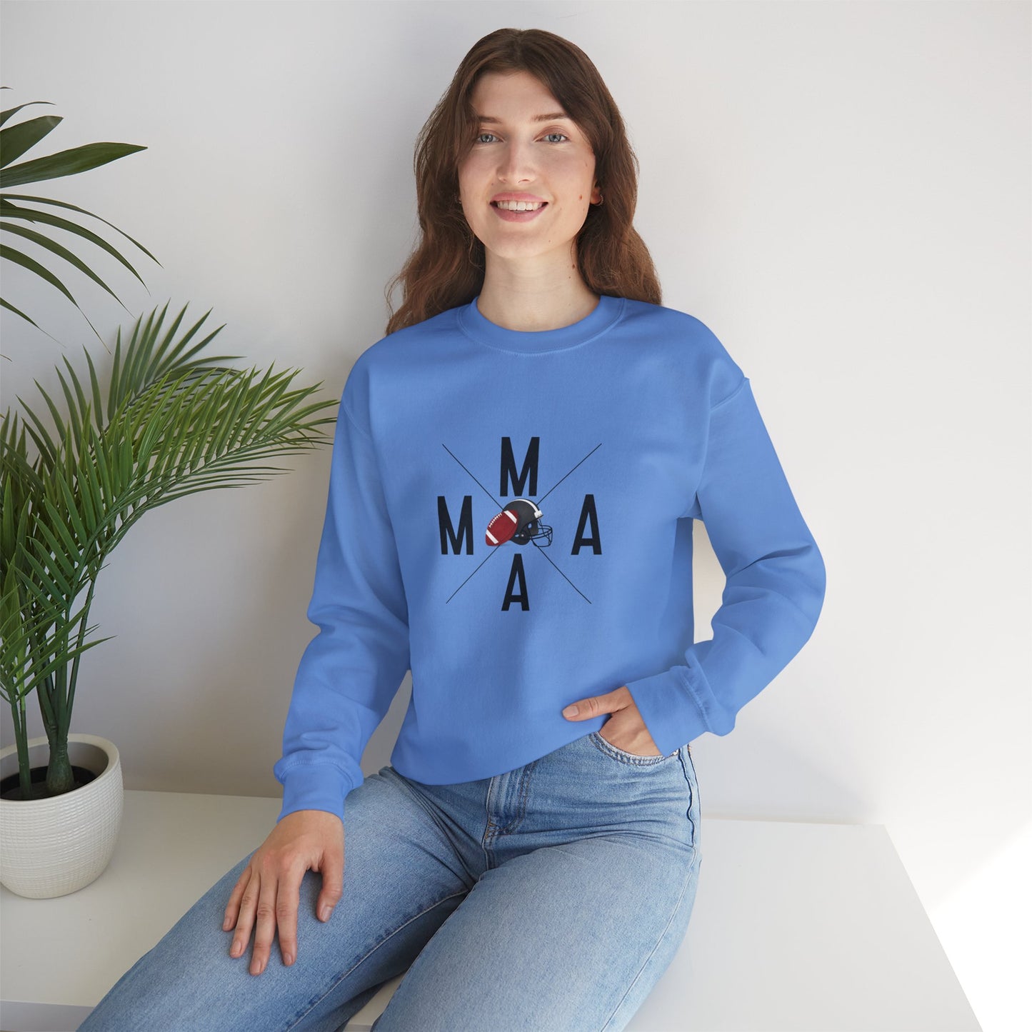 Stylish MAMA Crewneck Sweatshirt, Unisex Sweatshirt, Casual Wear, Football Season, Gift for Moms, Sports Sweatshirt, Fitness Clothing