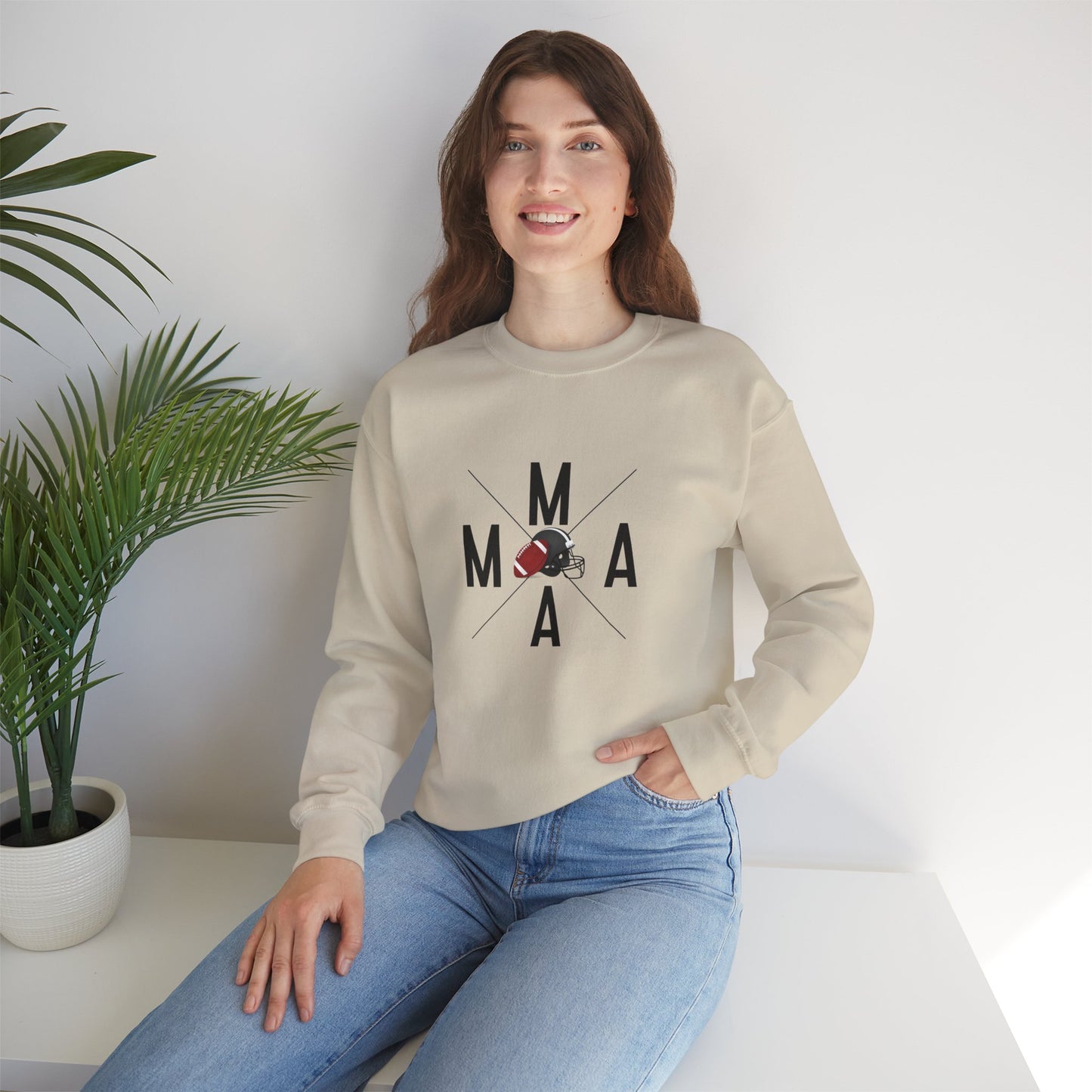 Stylish MAMA Crewneck Sweatshirt, Unisex Sweatshirt, Casual Wear, Football Season, Gift for Moms, Sports Sweatshirt, Fitness Clothing