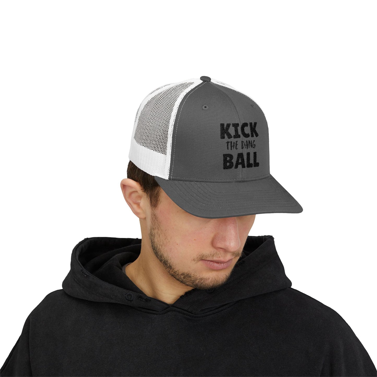 Kick the Dang Ball Snapback Trucker Cap, Sports Cap, Casual Cap, Gift for Athletes, Fun Hat for Outdoor Events