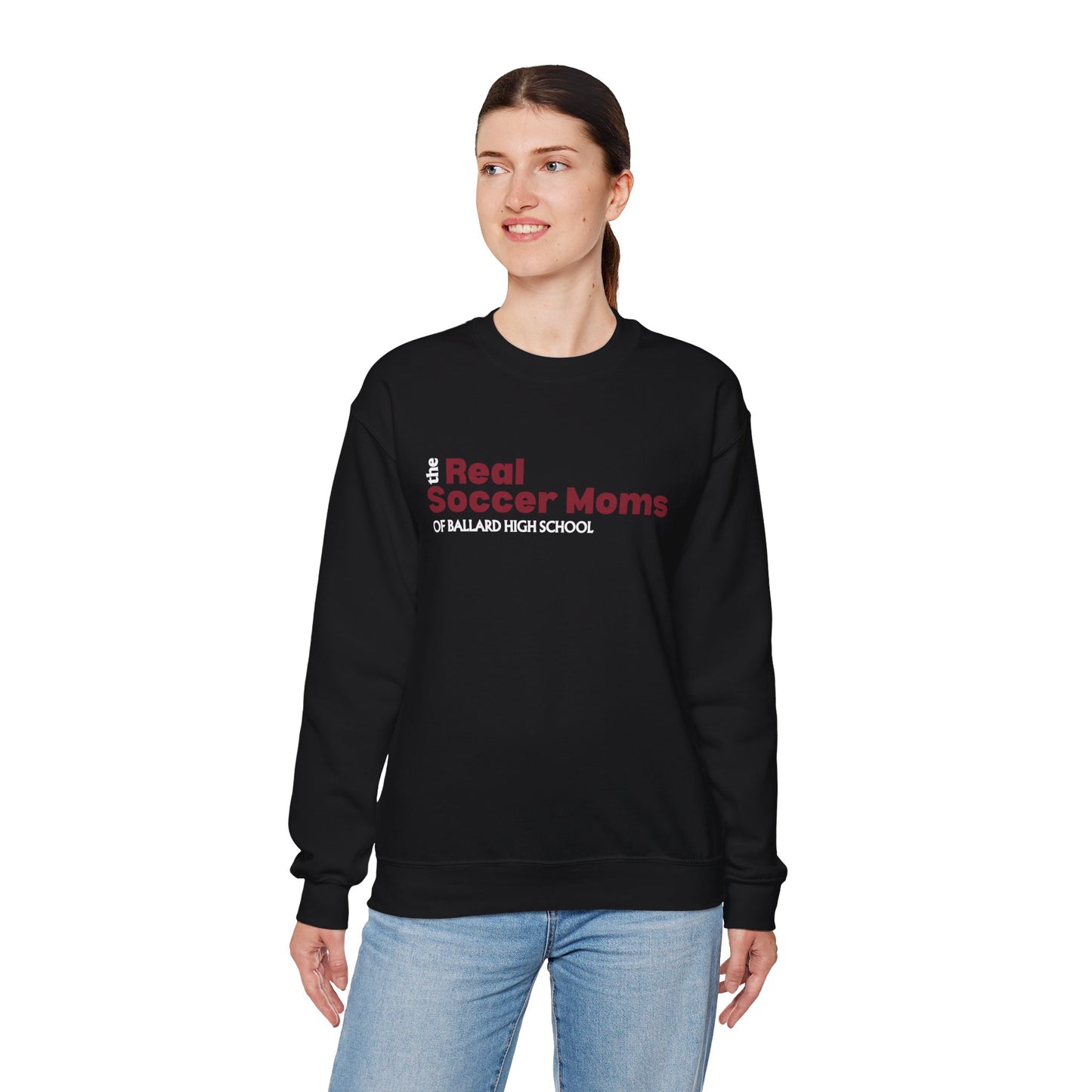 Real Soccer Moms of Ballard High School, Crewneck Sweatshirt, Perfect Gift for Sports Moms, Casual Wear for Game Days, School Spirit