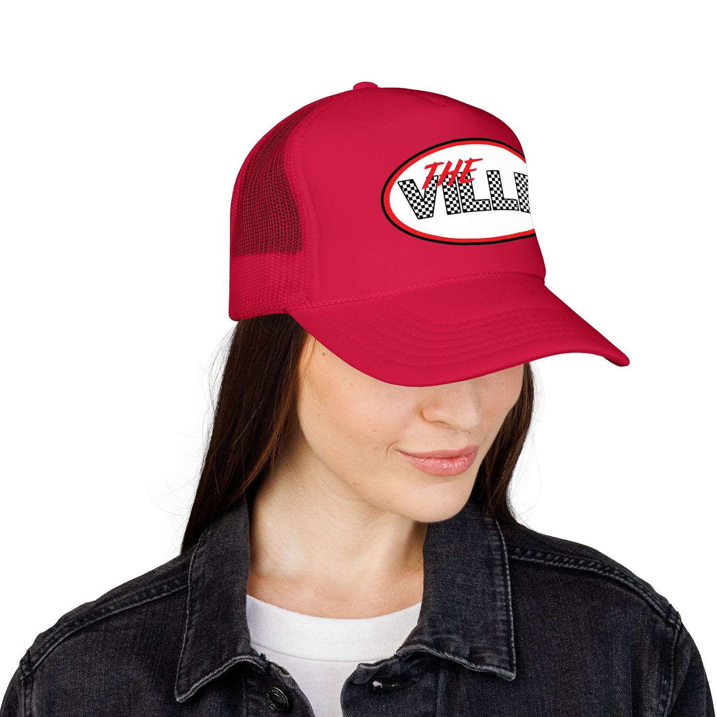 The Ville Trucker Hat — Retro Racing Checkerboard Foam Cap