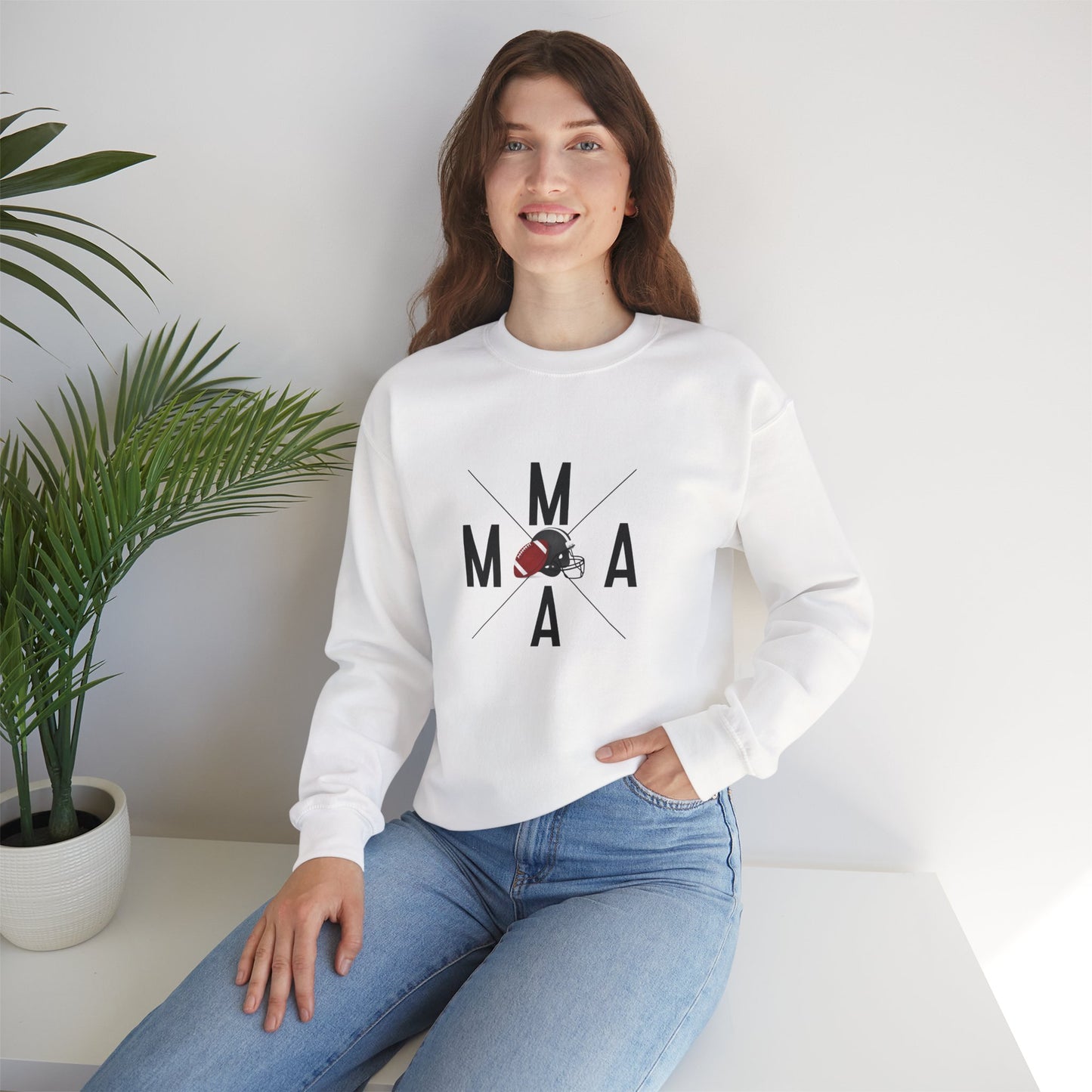Stylish MAMA Crewneck Sweatshirt, Unisex Sweatshirt, Casual Wear, Football Season, Gift for Moms, Sports Sweatshirt, Fitness Clothing