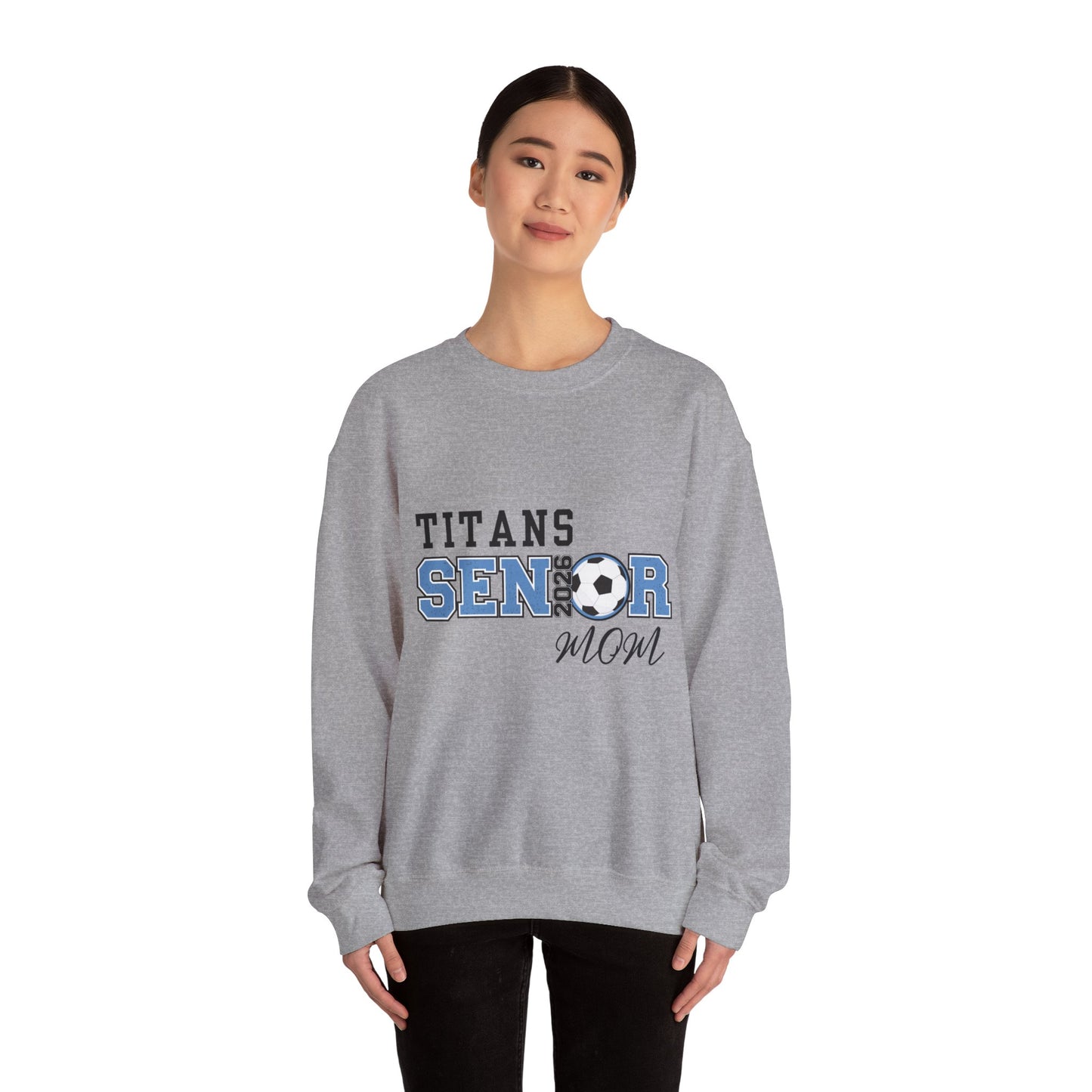 Titan Soccer Senior Mom Sweatshirt | Cozy Team Spirit Wear, Gift for Sports Moms, Comfortable Crewneck, Perfect for Game Days