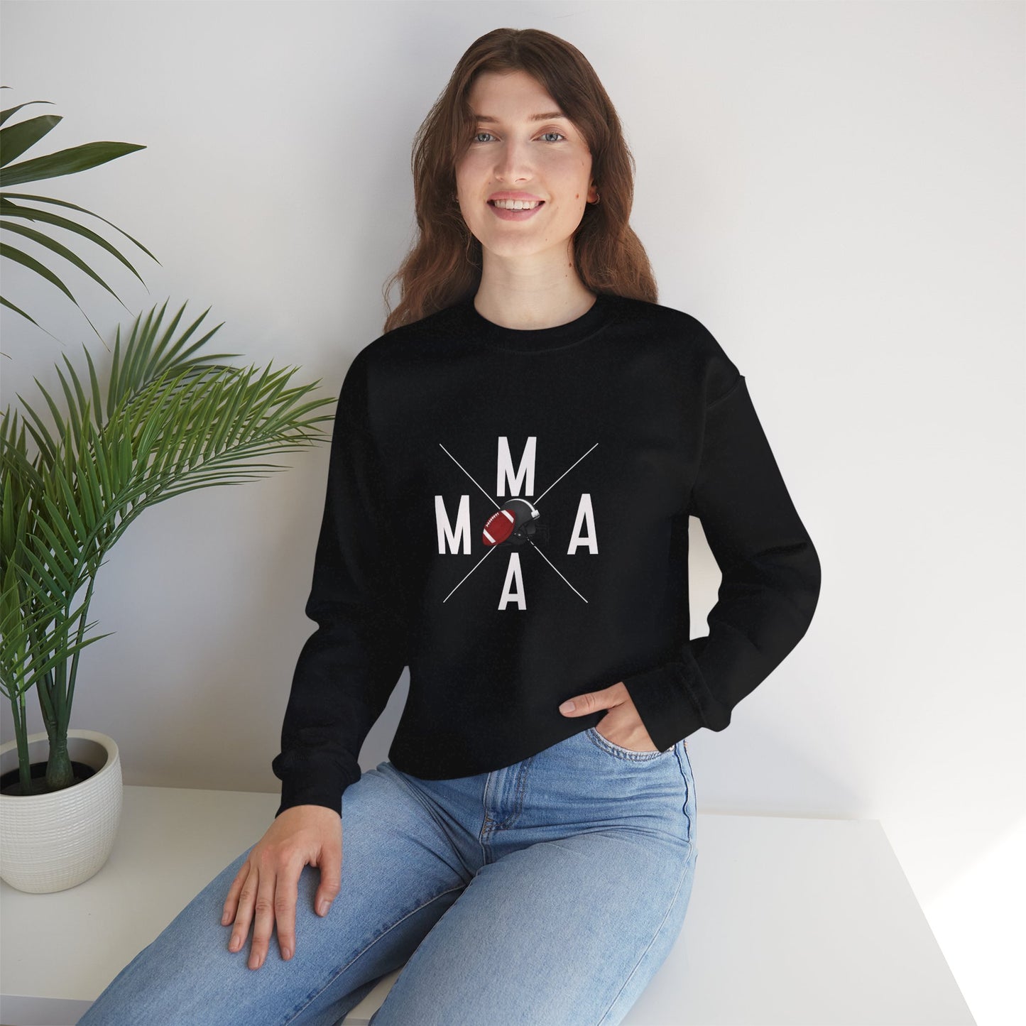 Stylish MAMA Crewneck Sweatshirt, Unisex Sweatshirt, Casual Wear, Football Season, Gift for Moms, Sports Sweatshirt, Fitness Clothing