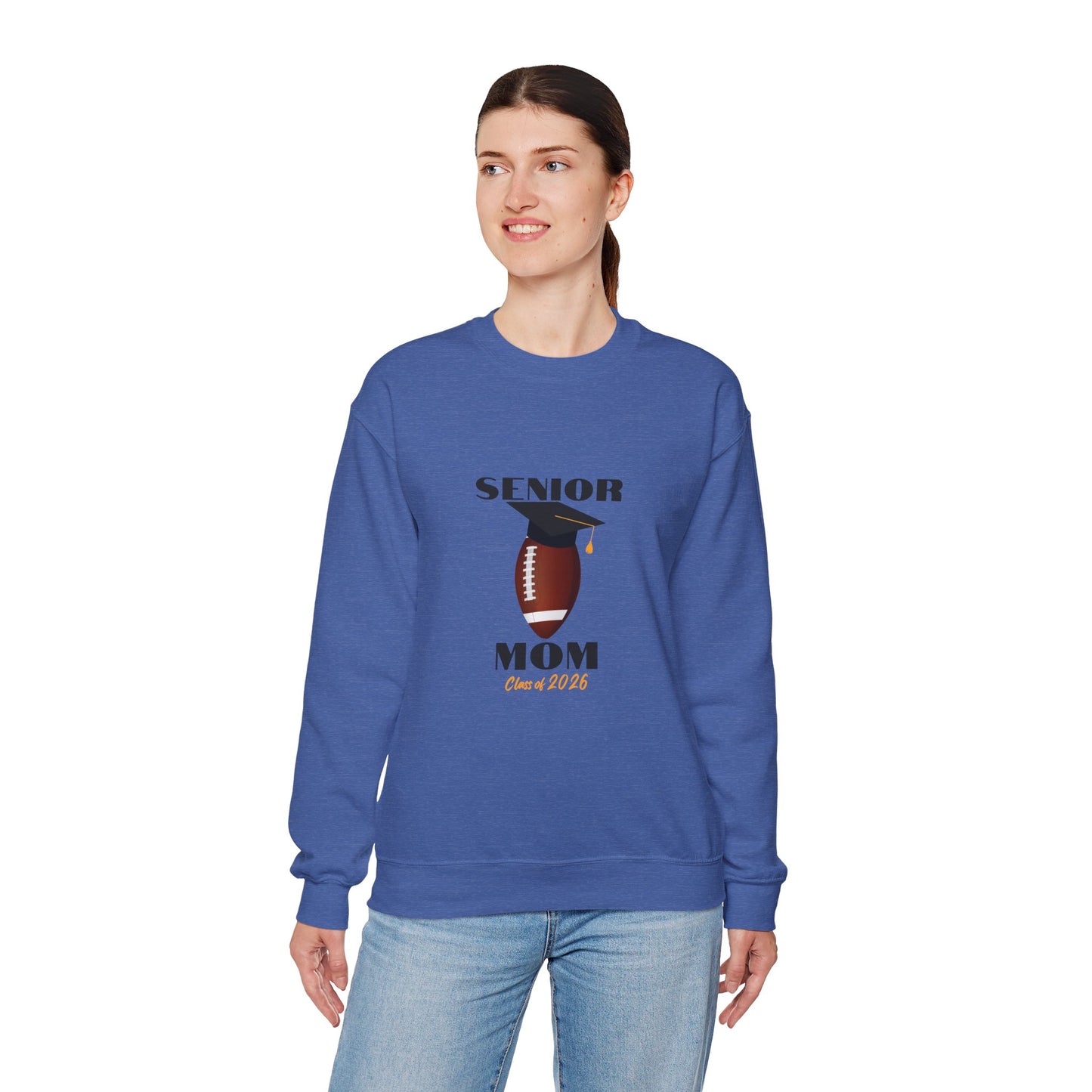Senior Football Mom Crewneck Sweatshirt - Celebrate Graduation, Perfect Gift for Sports Moms, Comfortable Casual Wear, Unisex Sweater