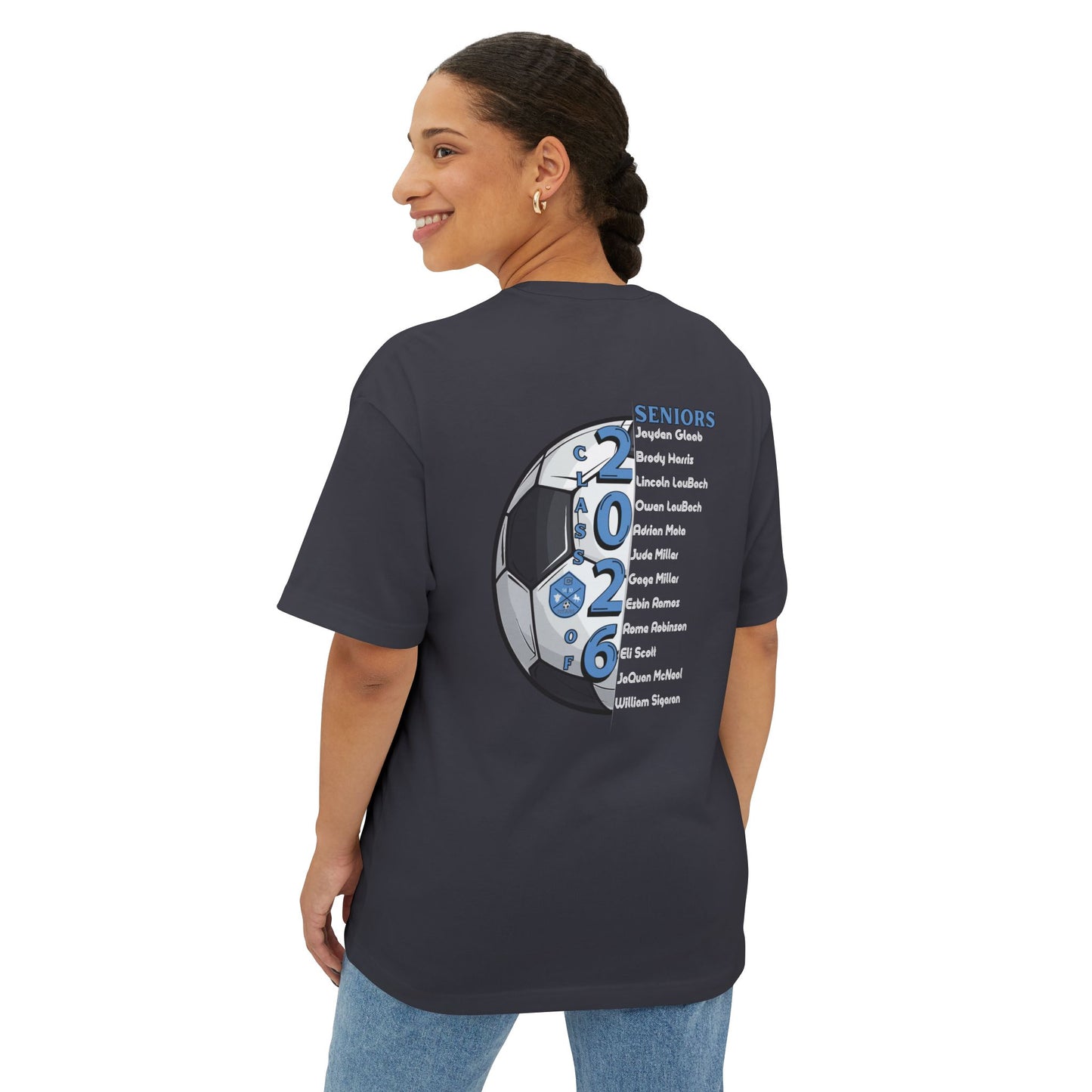 Collins Soccer Seniors Oversized Boxy Tee (Titans Crest), Soccer Senior Tribute, Class of 2026