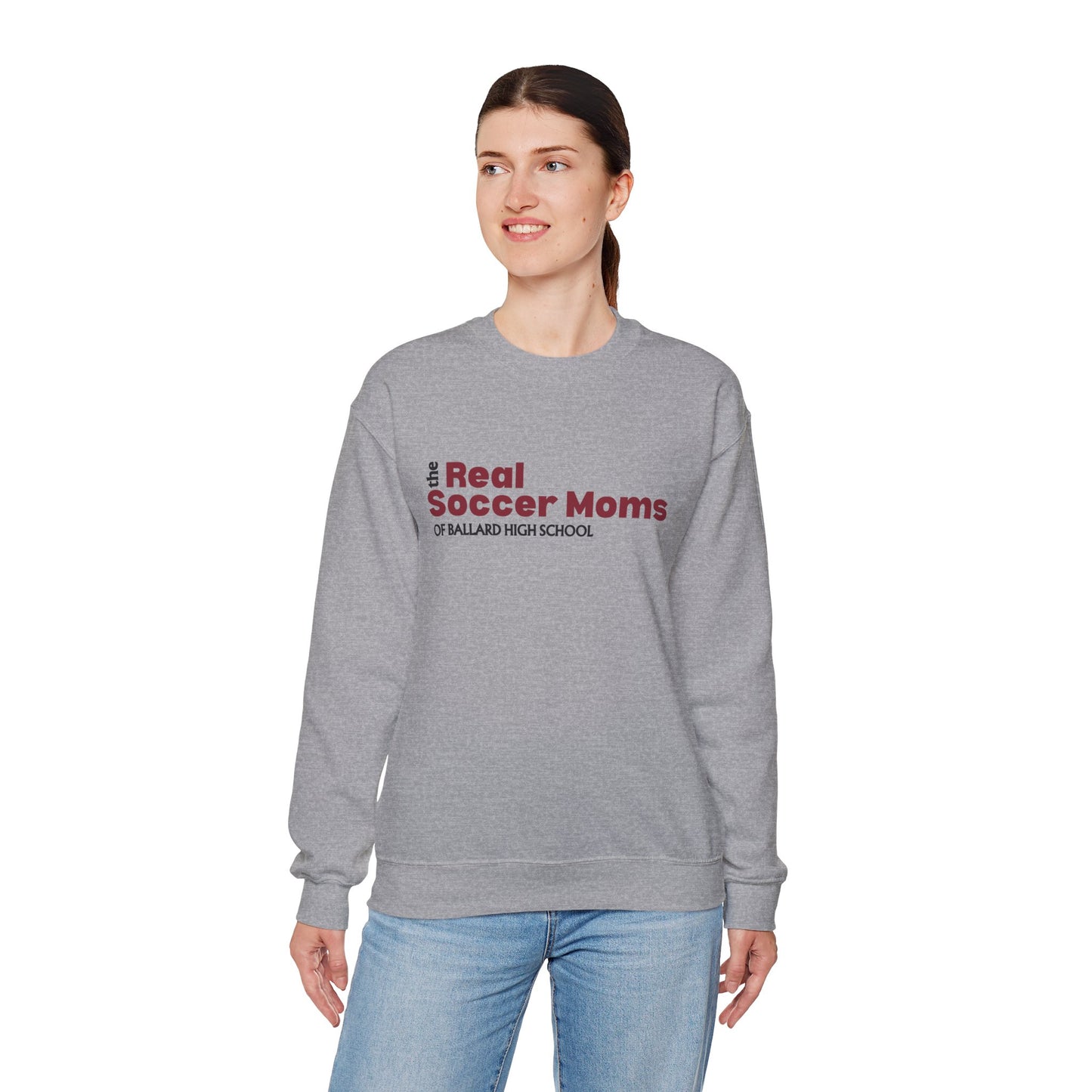 Real Soccer Moms of Ballard High School, Crewneck Sweatshirt, Perfect Gift for Sports Moms, Casual Wear for Game Days, School Spirit