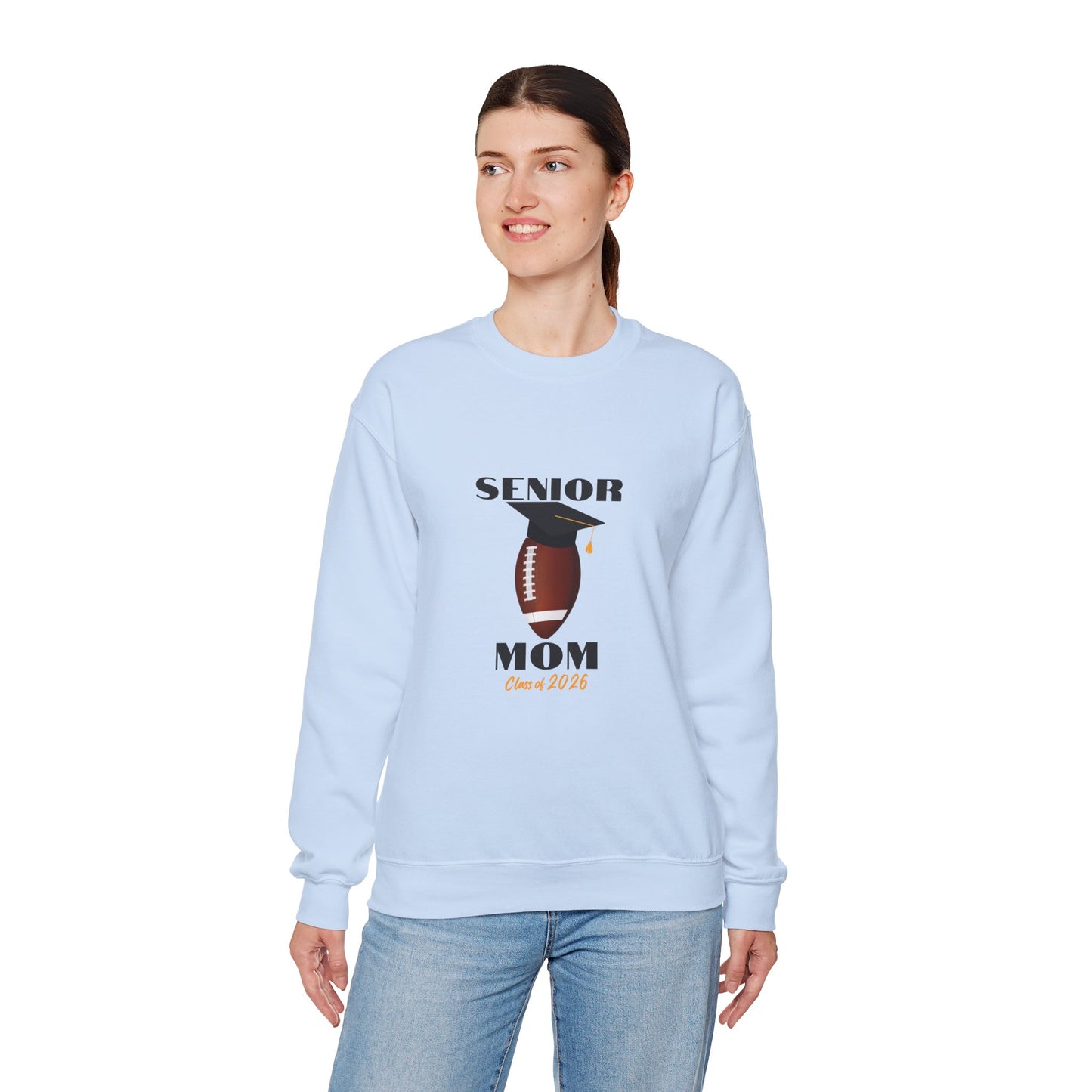 Senior Football Mom Crewneck Sweatshirt - Celebrate Graduation, Perfect Gift for Sports Moms, Comfortable Casual Wear, Unisex Sweater