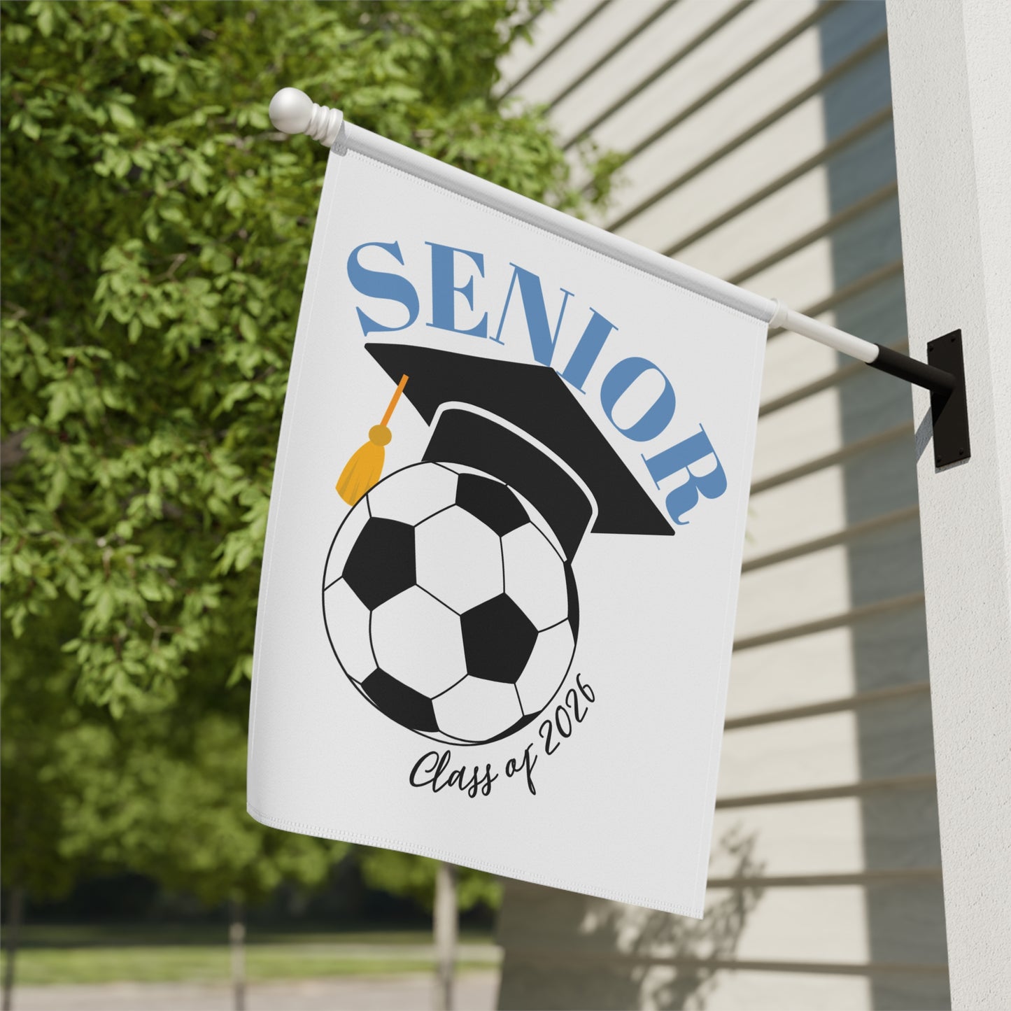 Graduation Banner, Soccer Senior Decorative Flag, Class of 2028 Celebration Decor, Outdoor Graduation Party Sign, Sports-Themed Banner