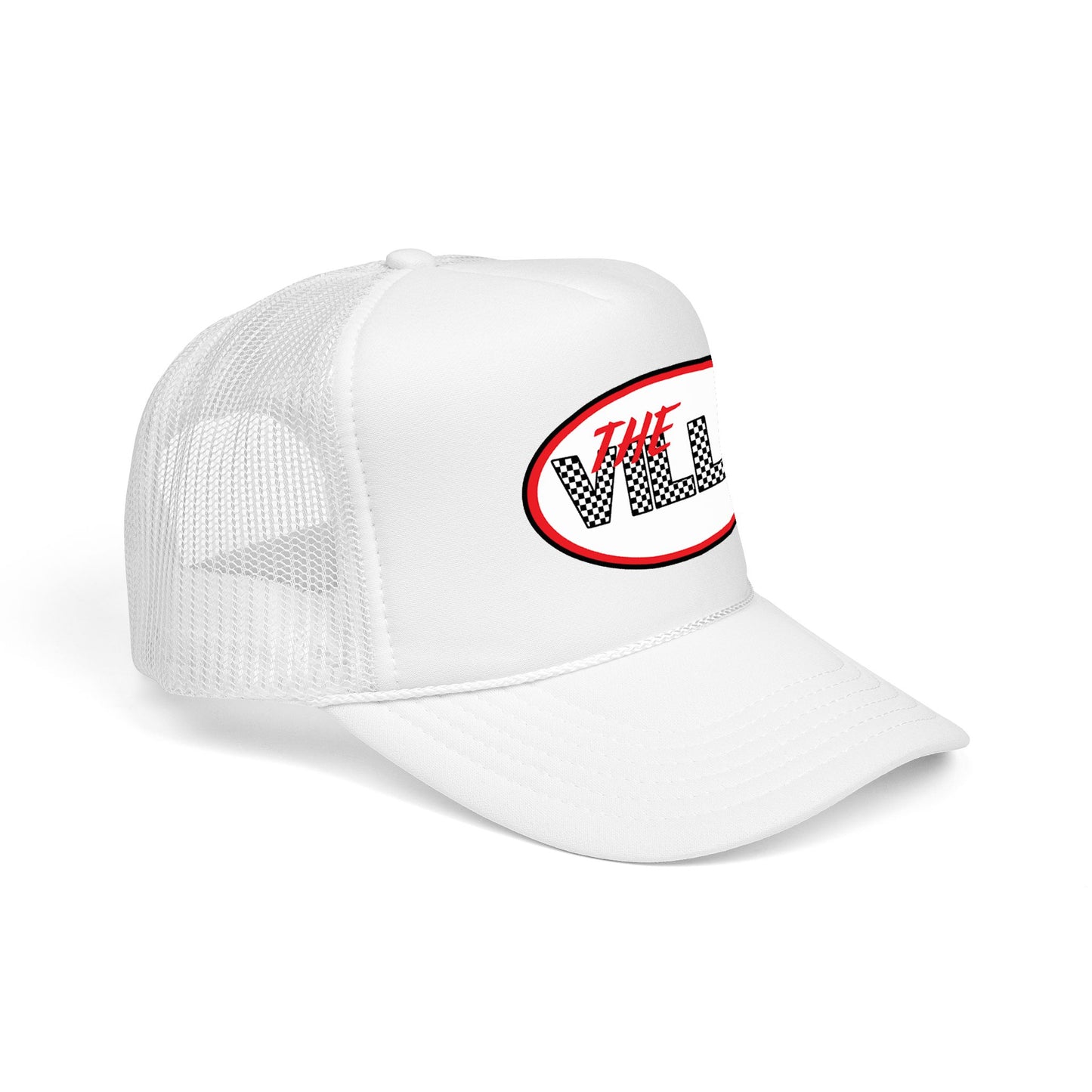 The Ville Trucker Hat — Retro Racing Checkerboard Foam Cap
