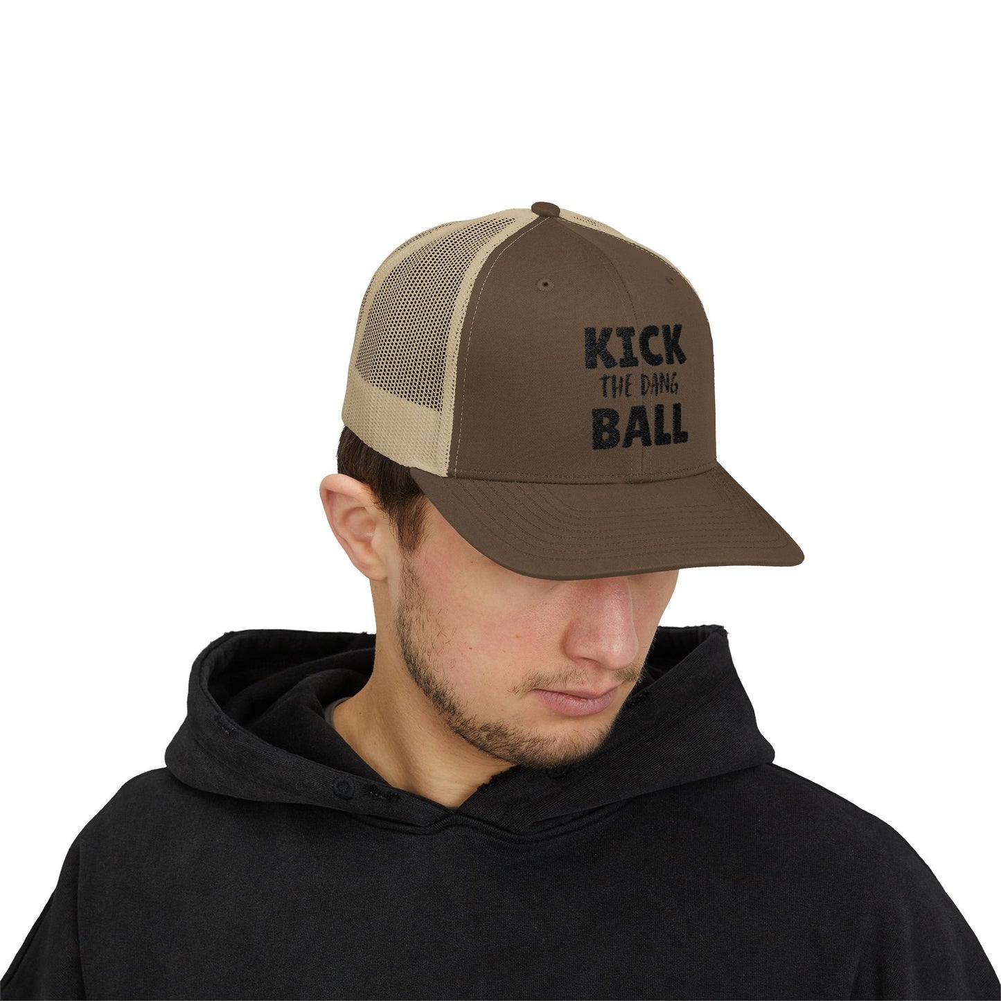 Kick the Dang Ball Snapback Trucker Cap, Sports Cap, Casual Cap, Gift for Athletes, Fun Hat for Outdoor Events